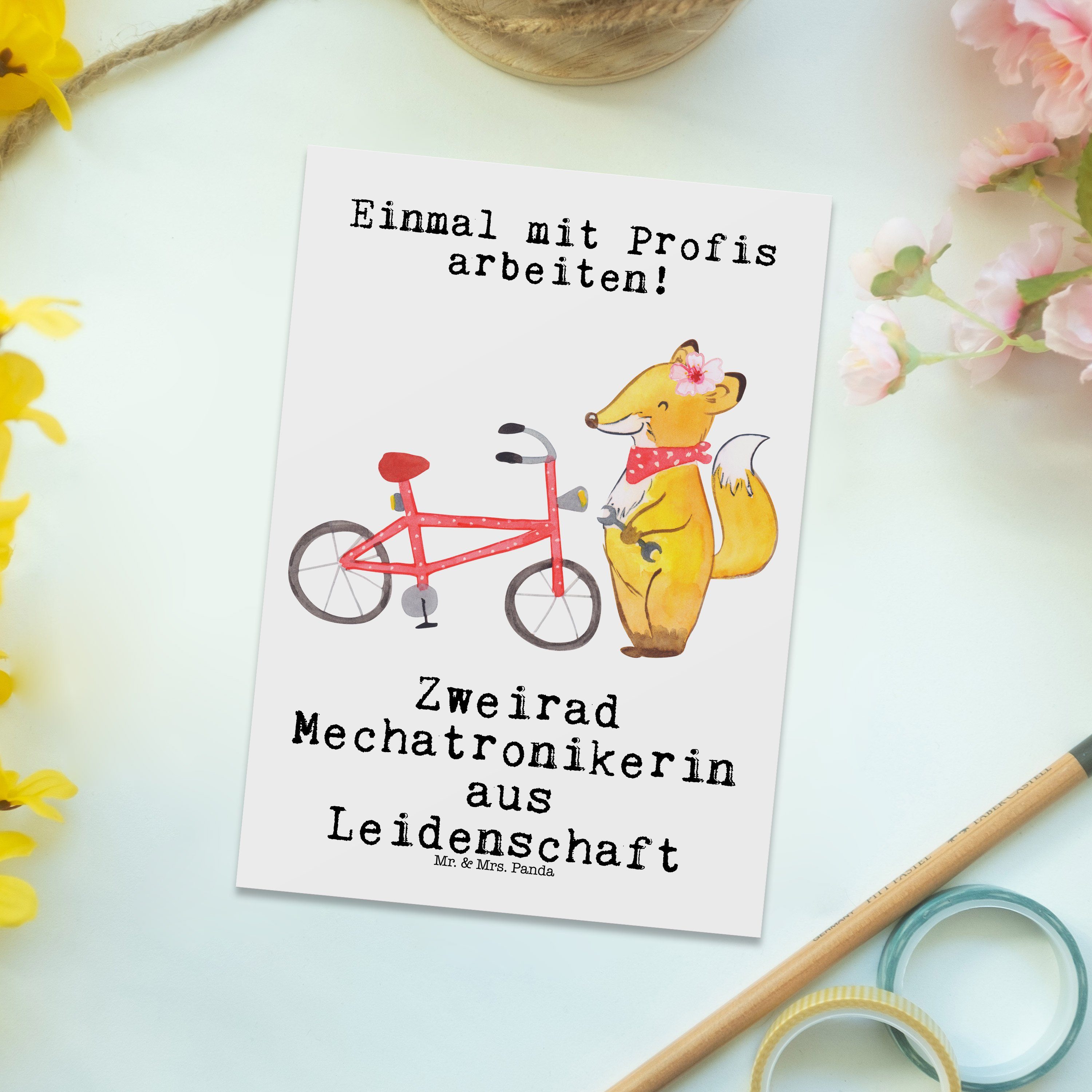 - Weiß & Mr. Geschenk, Leidenschaft Panda Zweirad Mechatronikerin aus Grußkarte Mrs. Postkarte -