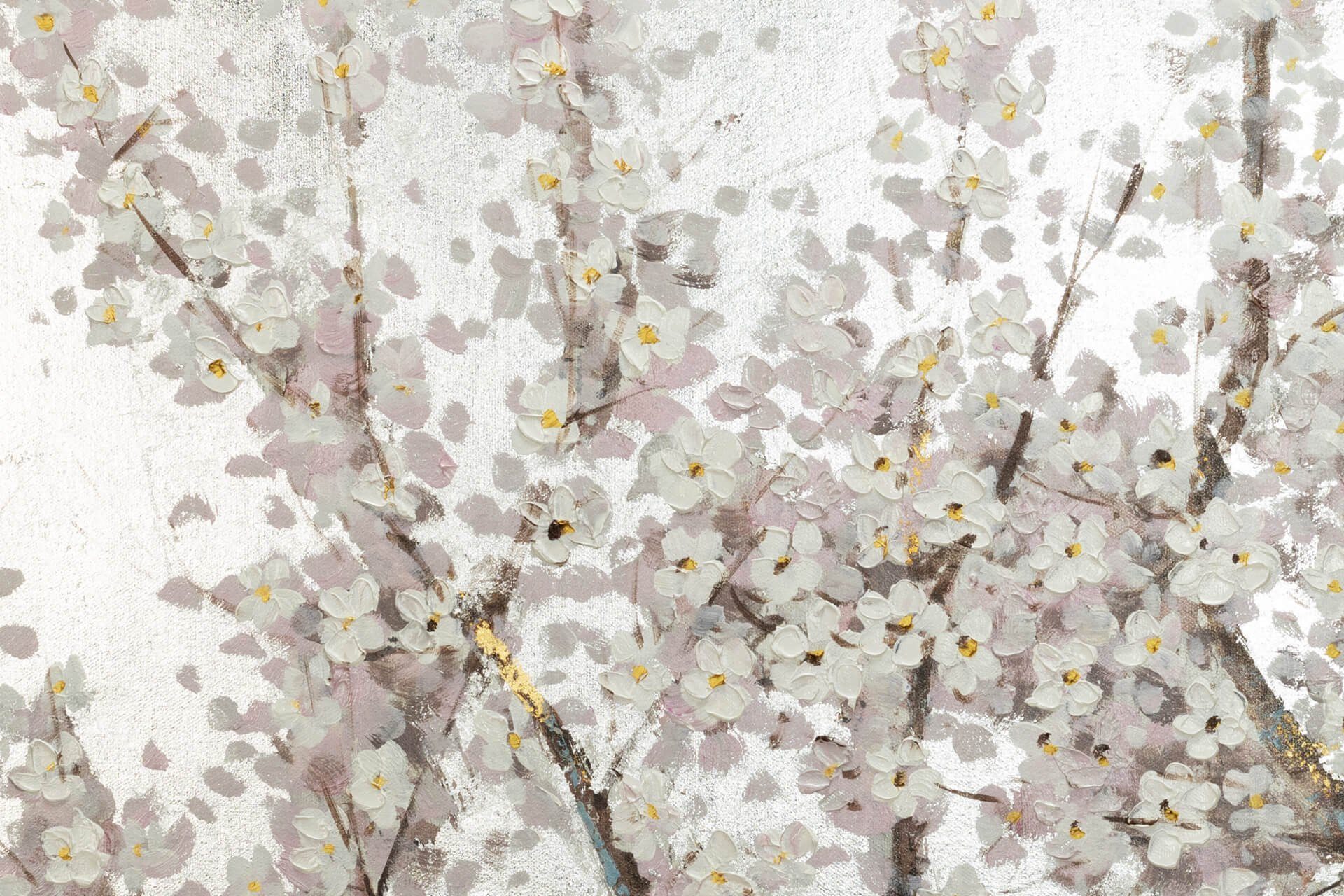 KUNSTLOFT Gemälde HANDGEMALT 100% Wandbild Bloom Pearls Wohnzimmer 120x60 Leinwandbild in cm