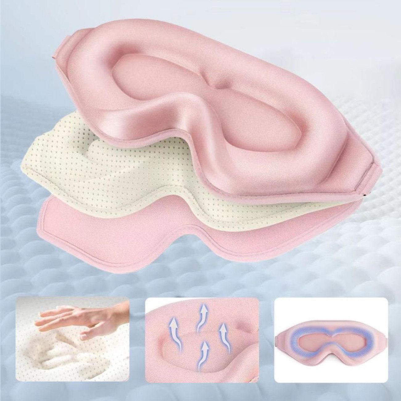 TECH PROTECT Schlafmaske Eyeshade, Schlafmaske, Einzeln, 3D-Schlafmaske mit Memory-Schaum und Lichtschutz