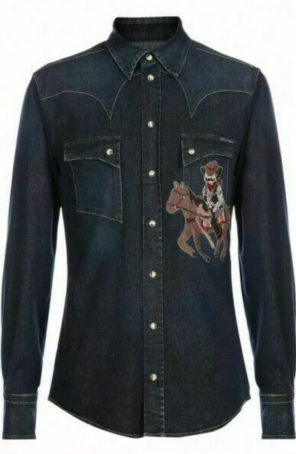 DOLCE & GABBANA Jeanshemd Cowboy Limited Denim Hemd mit Stickerei Cowboy-Motiv als kunstvolle, aufwendige Stickerei