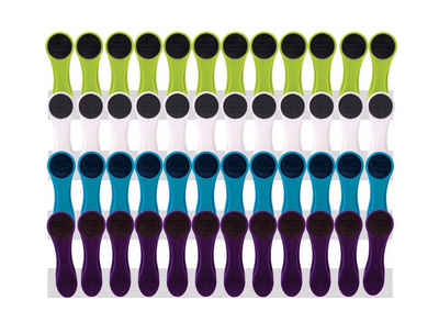 trendfinding Wäscheklammern 48 Wäscheklammern Soft Grip Weiß, Grün, Lila & Blau, Unverwechselbares Design, Langlebigkeit durch neueste Klammertechnik