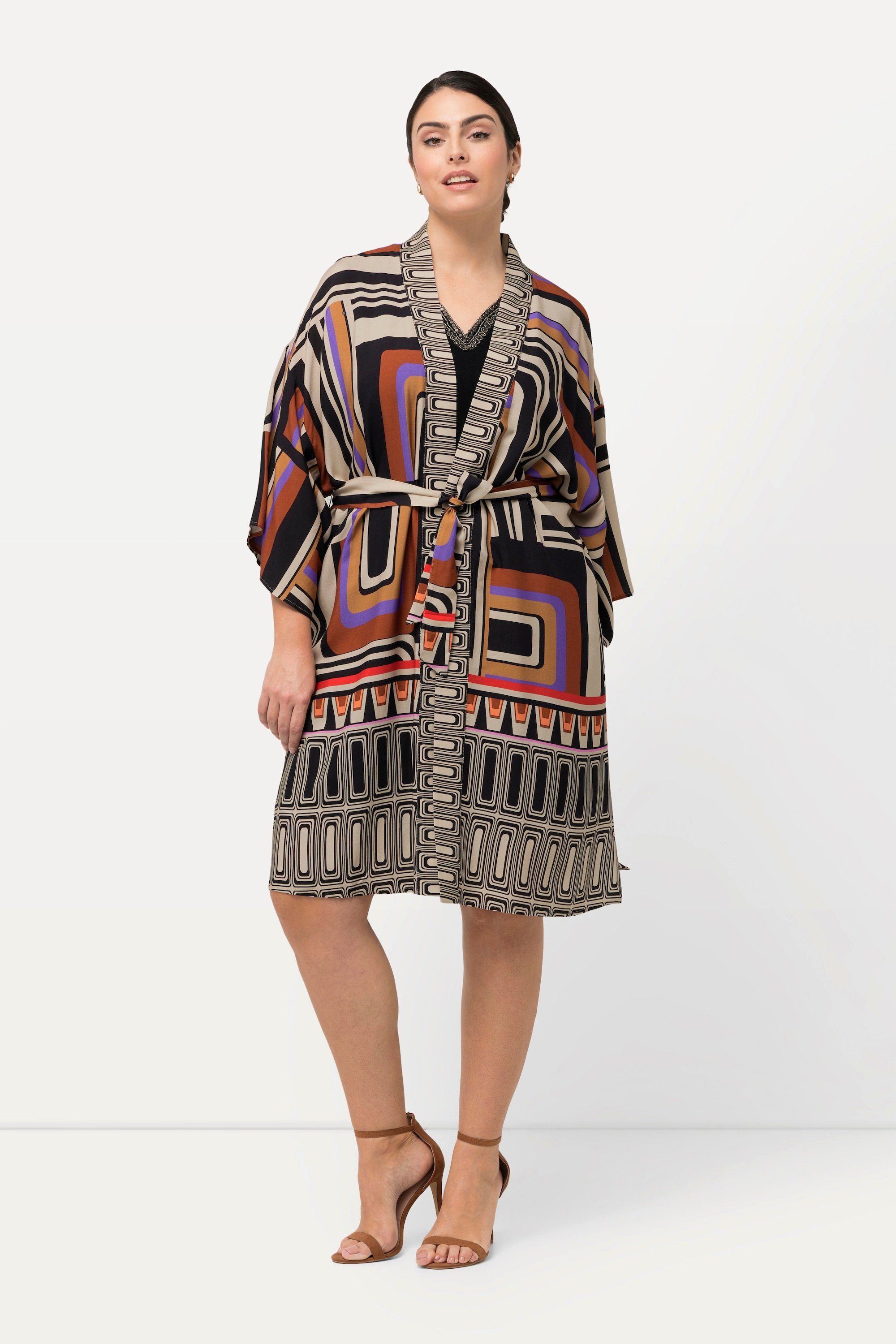 Ulla Popken Blusenjacke Kimono grafischer Druck günstig online kaufen
