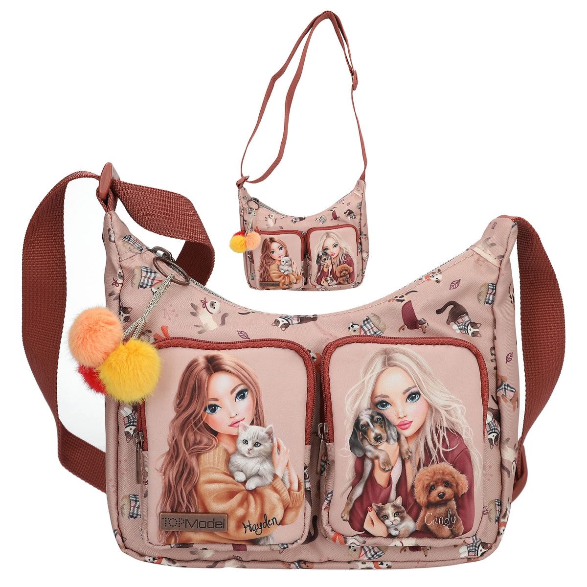 Depesche Spielwelt TOPModel Umhängetasche FUR EVER FRIENDS Rosa Hunde & Katzen