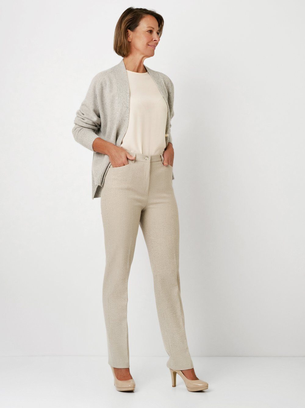 Relaxed by TONI Bügelfaltenhose Steffi mit feinem Hahnentritt günstig online kaufen