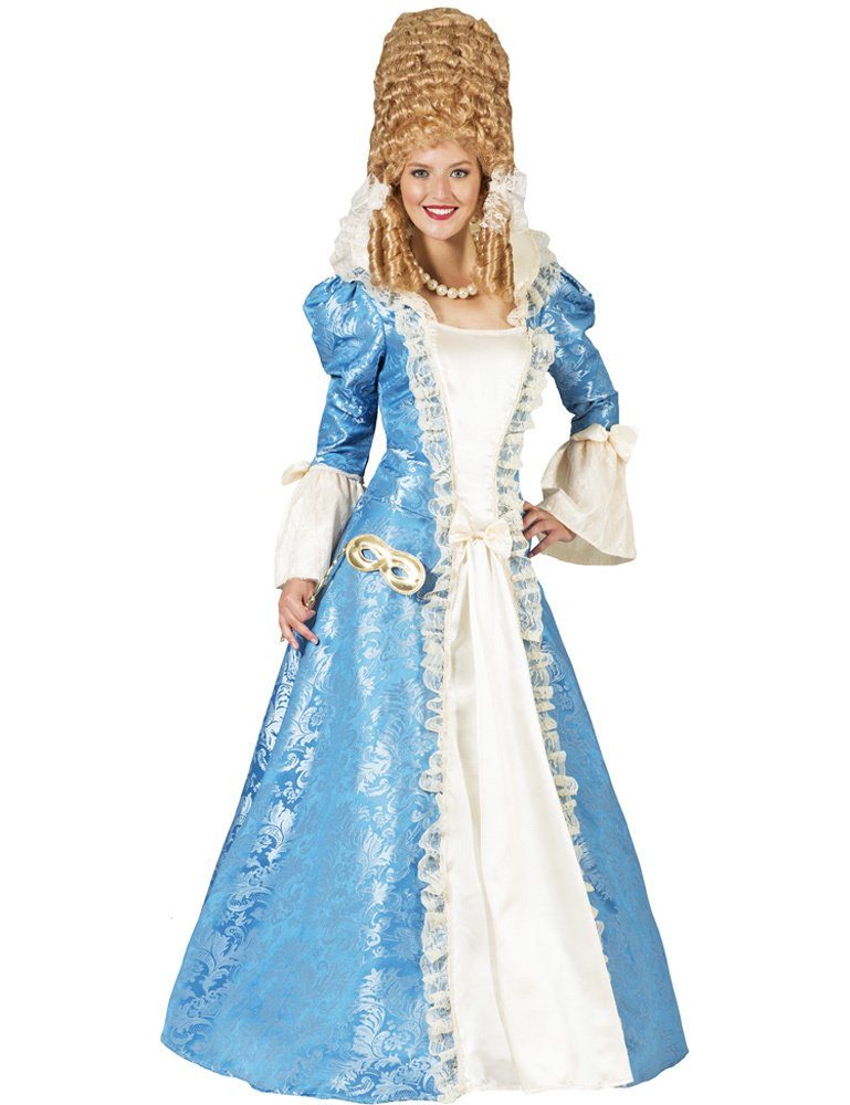 Funny Fashion Kostüm Barock Kostüm Johanna für Damen - Lang - Rokoko  Prinzessin Gräfin Theater Kostümkleid in Blau
