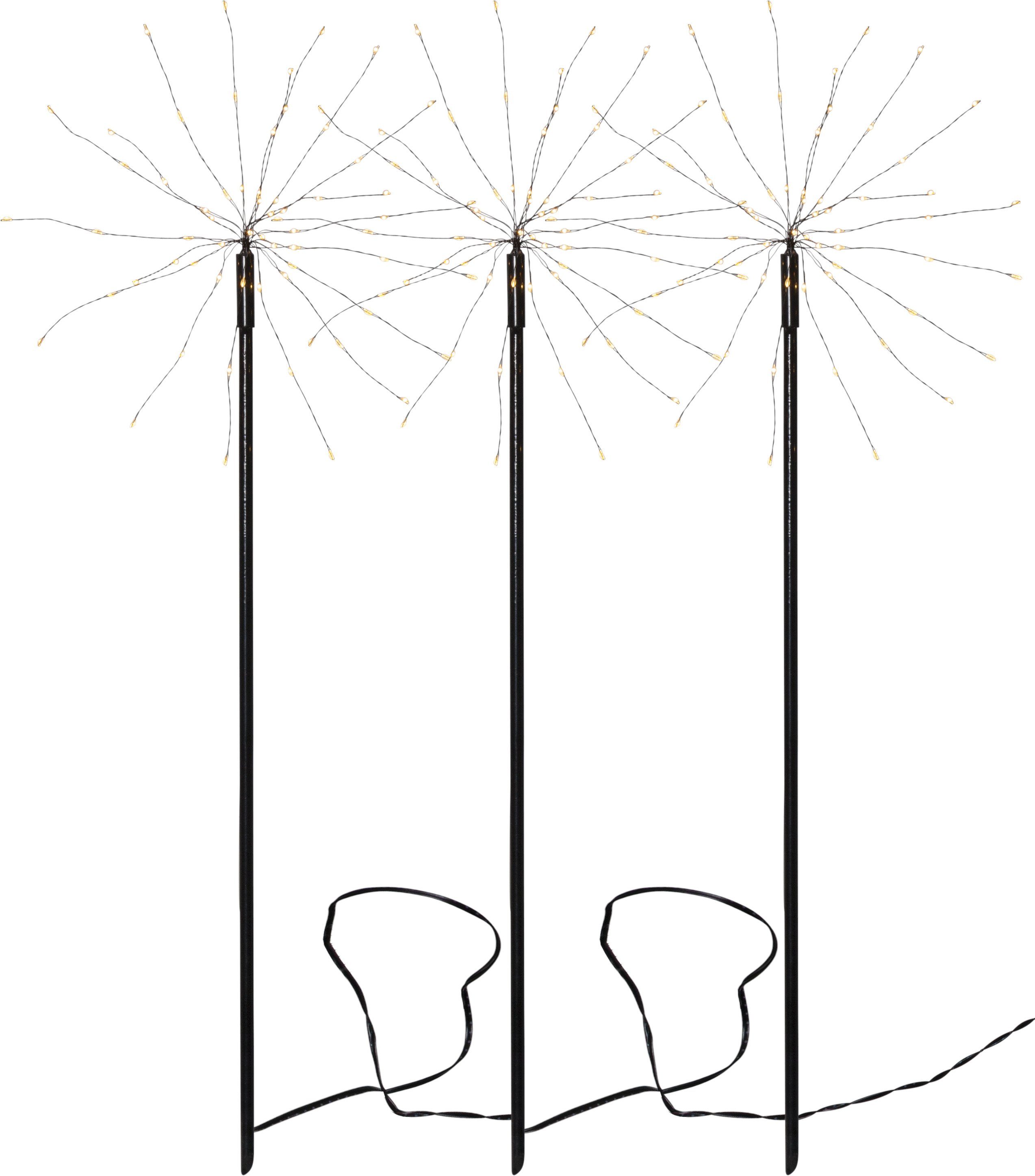 LED Solarleuchte Firework Gartenspies Steckleuchten 3er Set, 65 cm, 180 LED