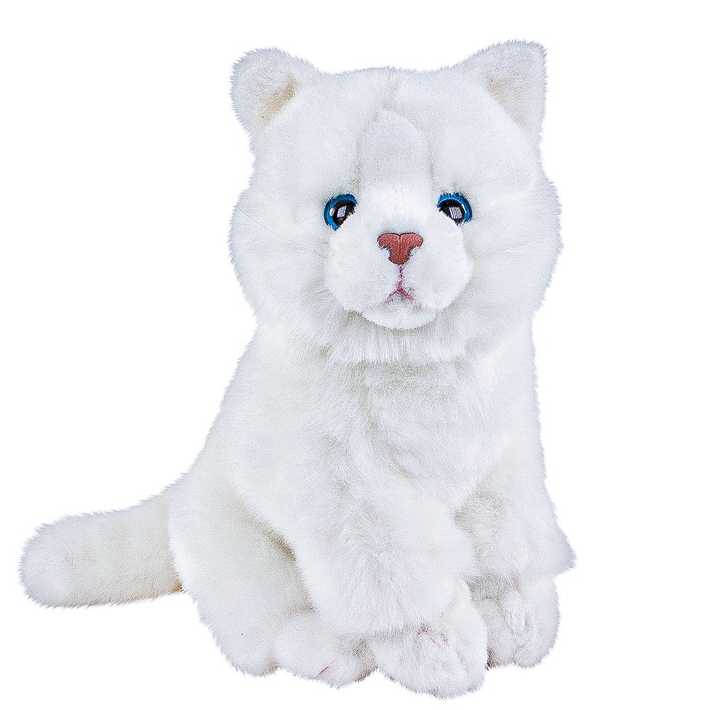Uni-Toys Kuscheltier Katze Flocke weiß sitzend 30 cm Stoffkatze (Stofftiere Katzen Plüschtiere, weiße Stoffkatze Plüschkatze Kuschelkatze)