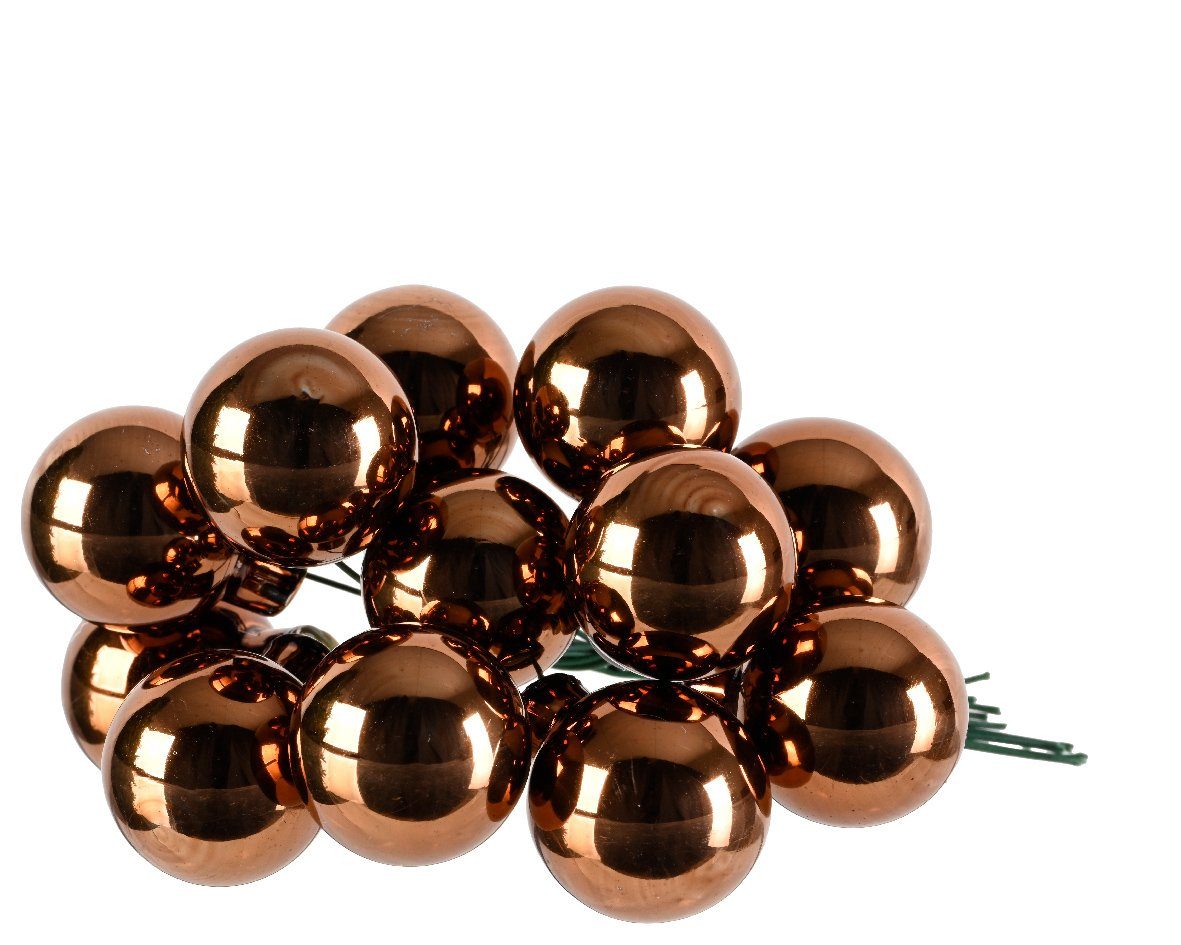 Kaemingk Weihnachtsbaumkugel, Weihnachtskugeln am Draht 2cm Glas 12 Stück - Espressobraun glänzend