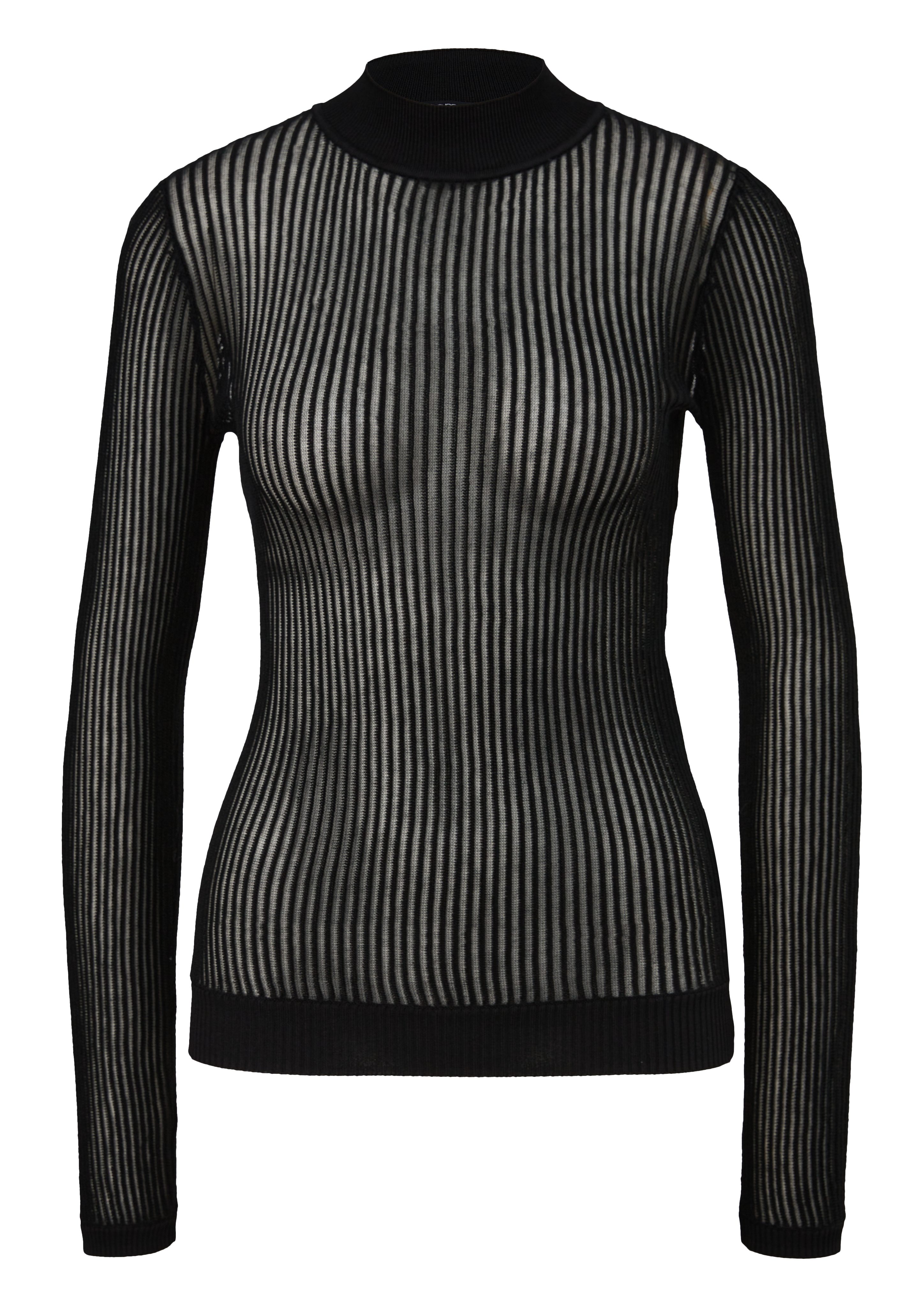 Langarmshirt Strickpullover mit Rippstruktur
