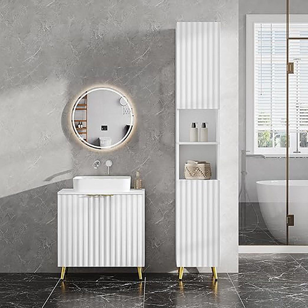 EUGAD Badkommode (1 St), Waschbeckenunterschrank, mit 2 Fächern, 2 Türen, weiß