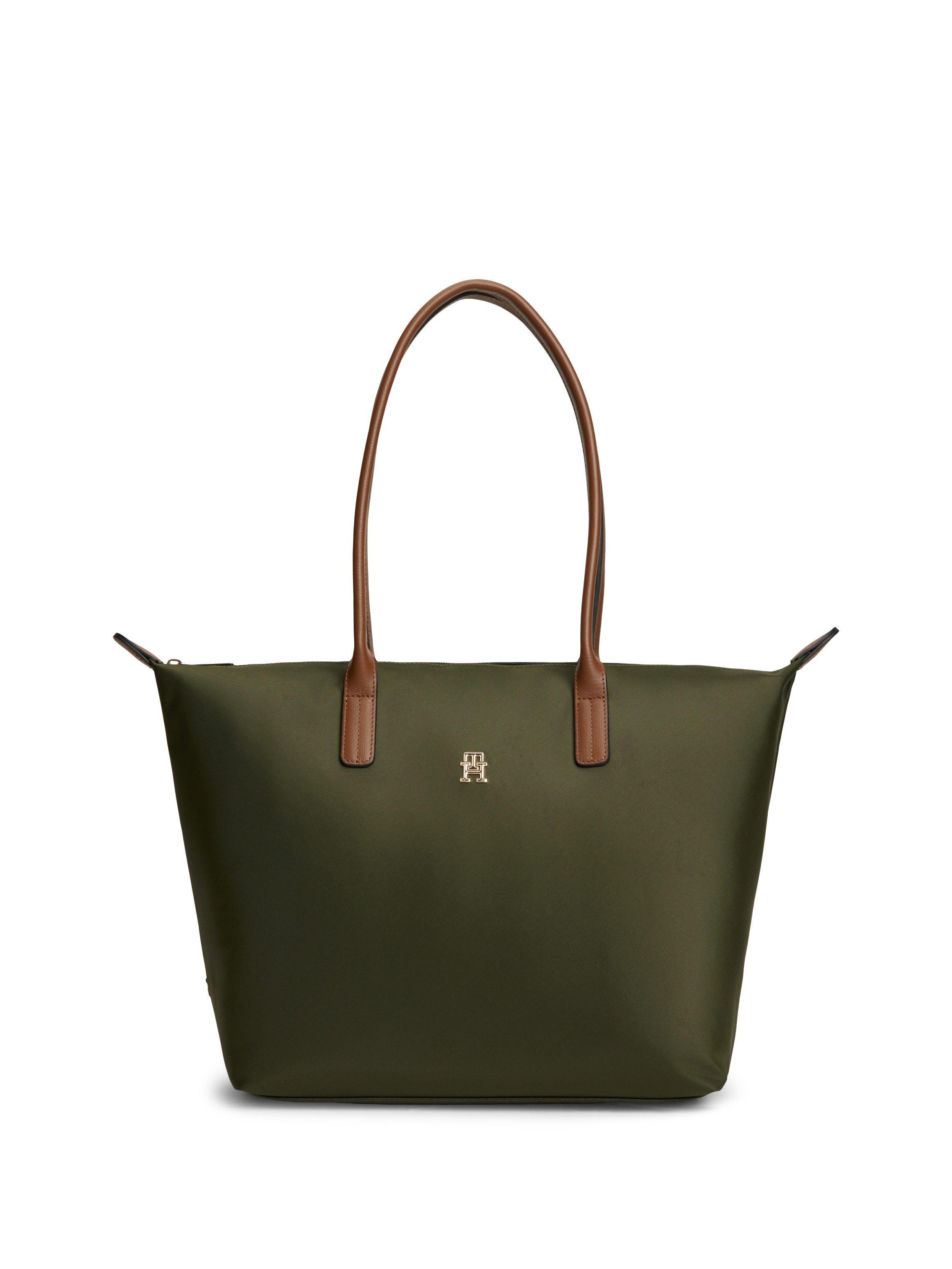 Tommy Hilfiger Tragetasche POPETTE TOTE, Damen Handtasche, Schultertasche mit kontrastfarbigen Henkeln