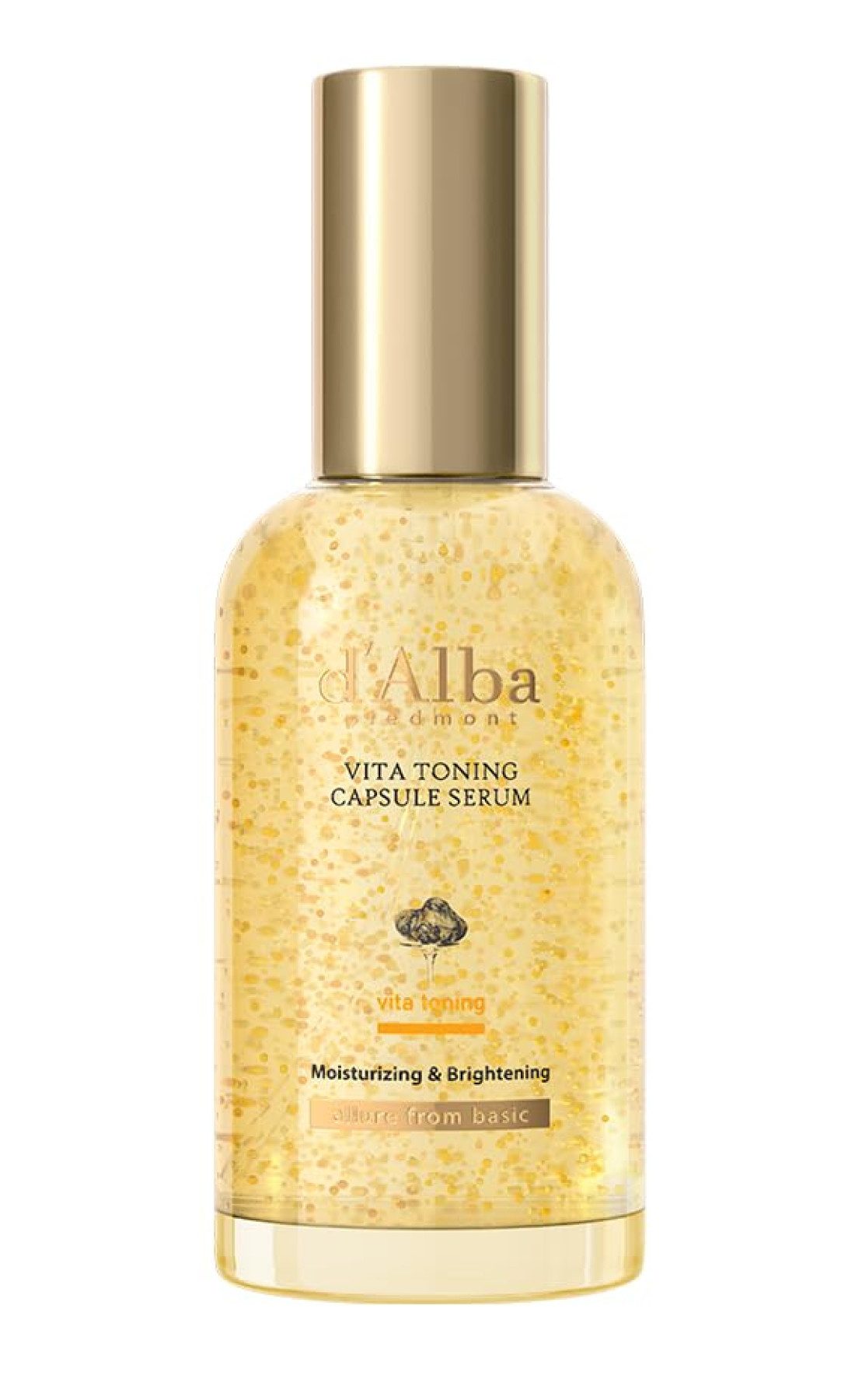 d'Alba Gesichtsserum Piedmont Vita Toning Capsule Serum – 100 ml Vita-Kapsel-Technologie mit Weißem Trüffel-Extrakt, Täglicher Vitamin-Boost für Strahlende Haut
