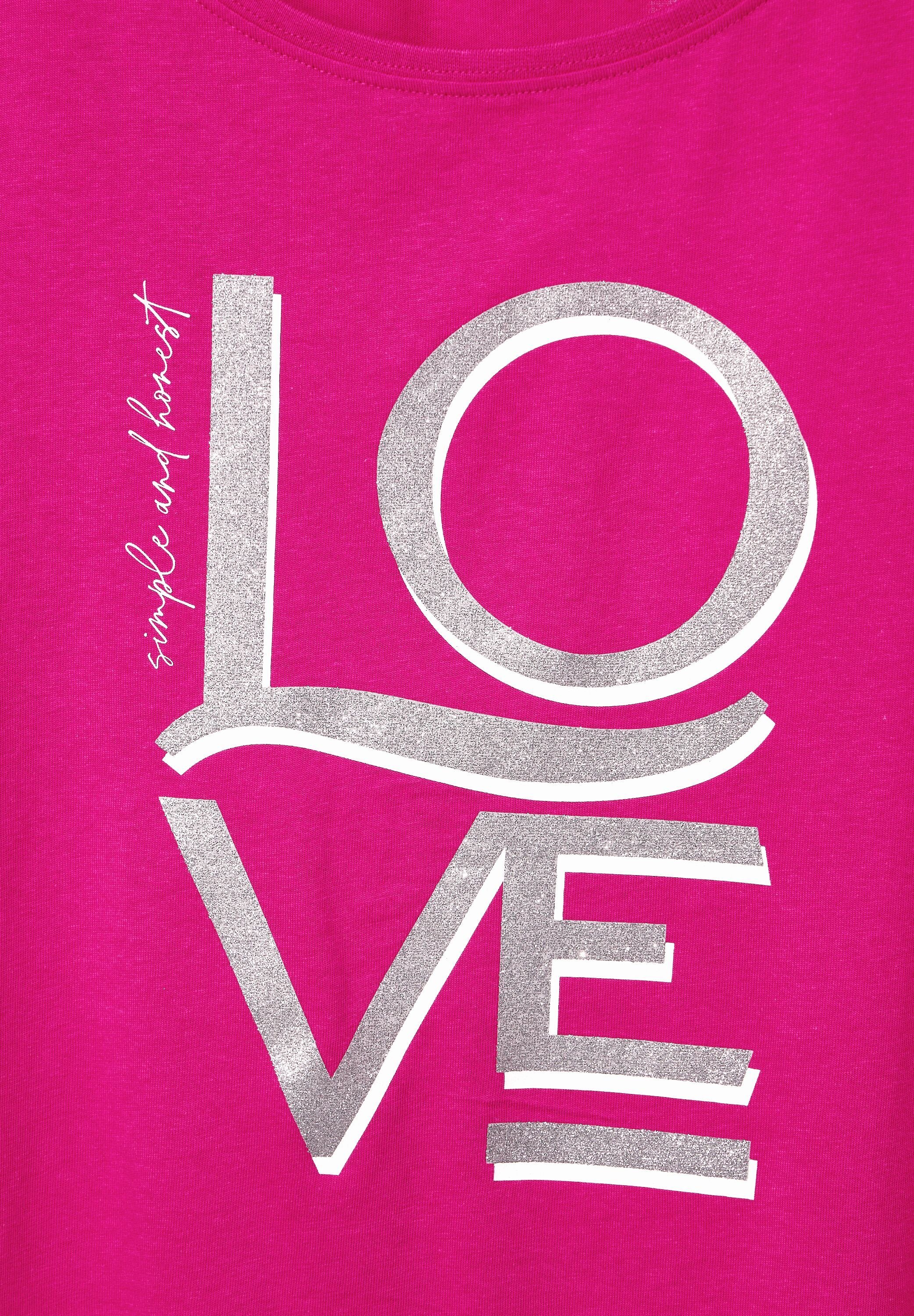 Schriftzug mit nu ONE STREET T-Shirt schimmerndem pink