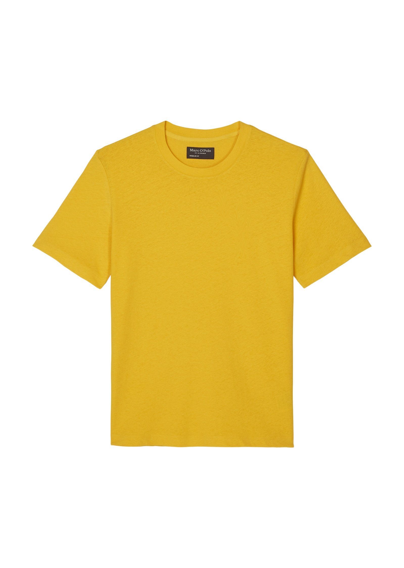 Marc gelb T-Shirt O'Polo aus Bio-Baumwolle-Leinen-Mix