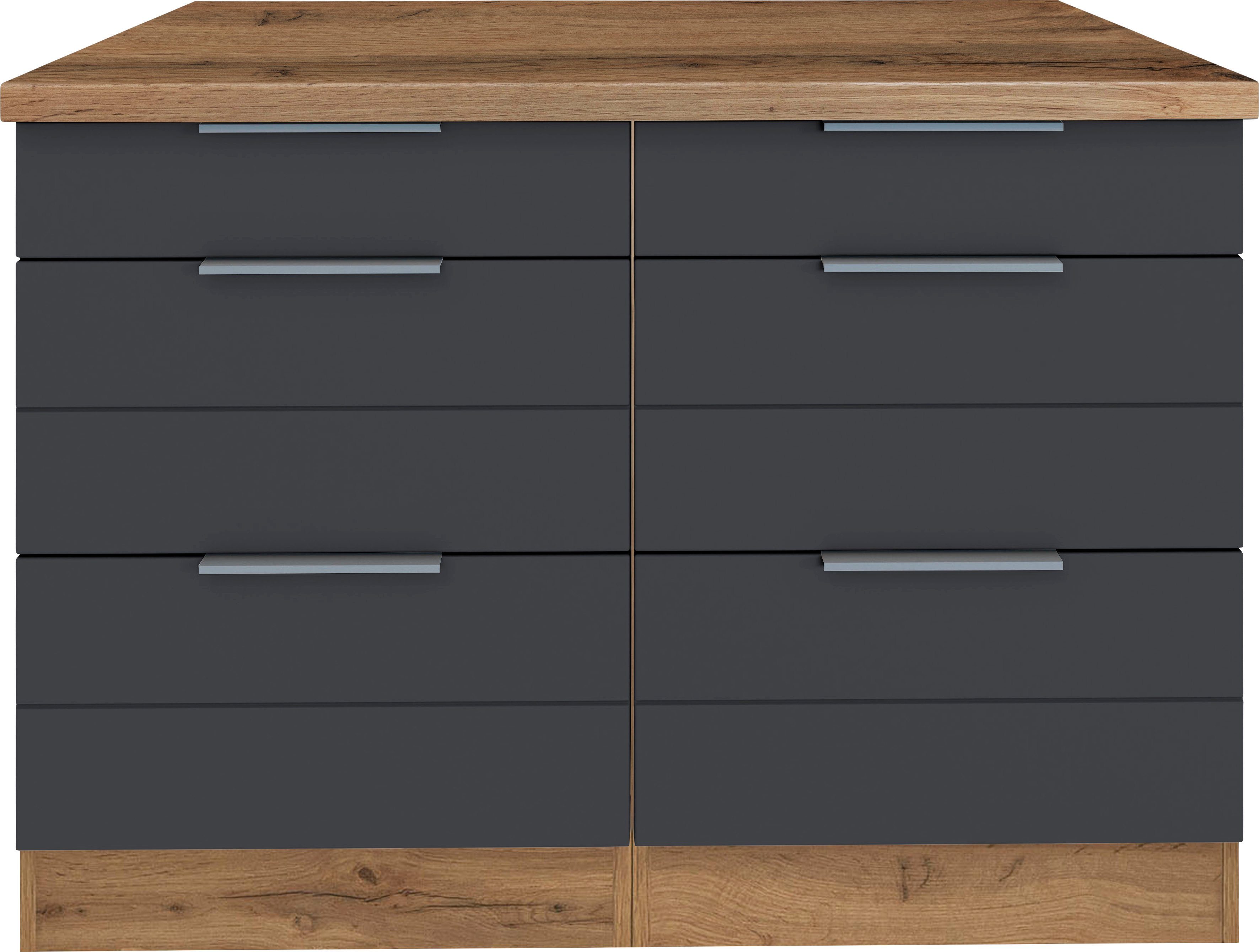 KOCHSTATION Unterschrank KS-Luhe 120 cm breit, für viel Stauraum, MDF-Fronten mit waagerechter Lisene