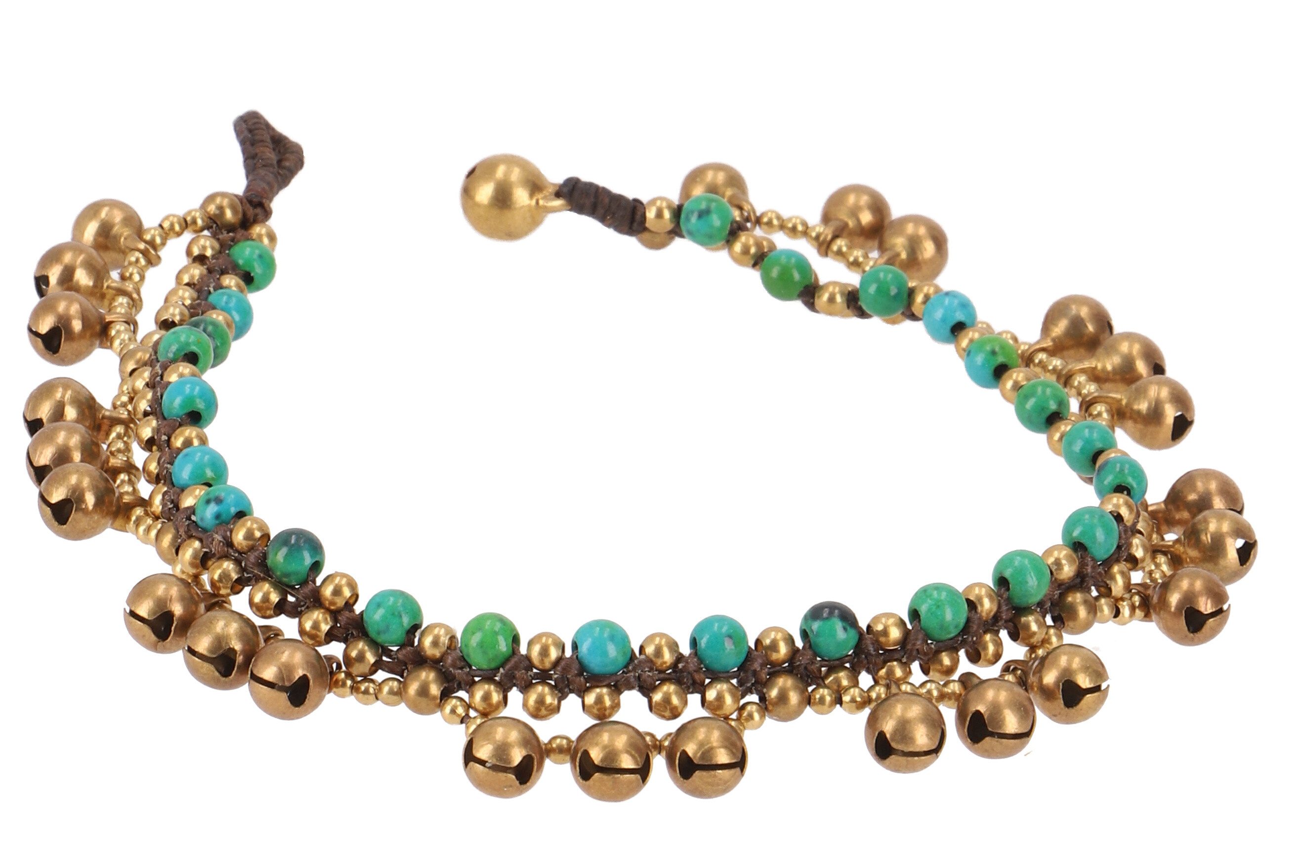Guru-Shop Fußkette Fußkette Makramee mit Glöckchen, günstig online kaufen