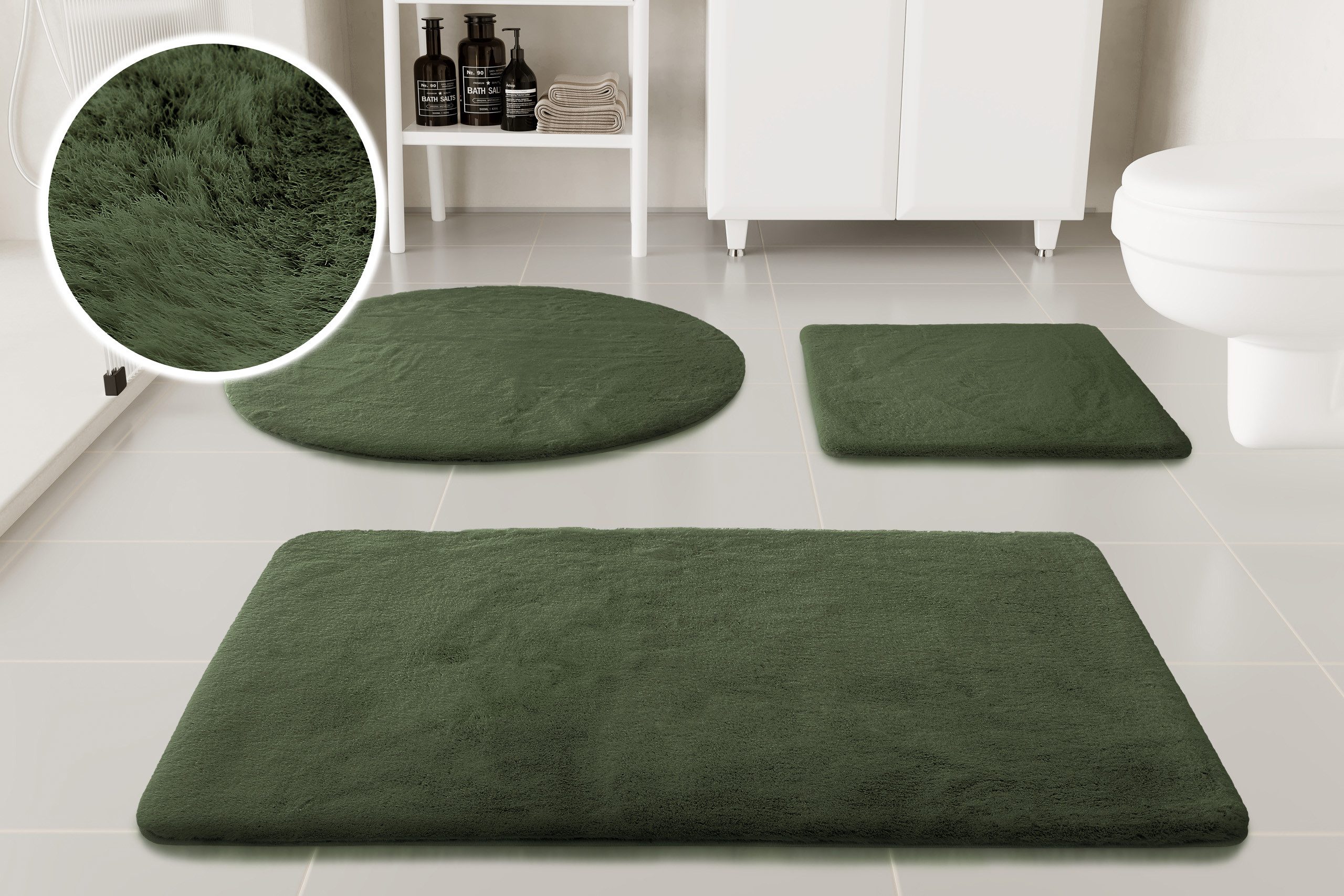 OTTO home Badematte Lennja, Höhe 25 mm, rutschhemmend beschichtet, fußbodenheizungsgeeignet, Polyester, rechteckig, Badteppich, getuftet, Uni, antirutsch, flauschig wie Kaninchenfell