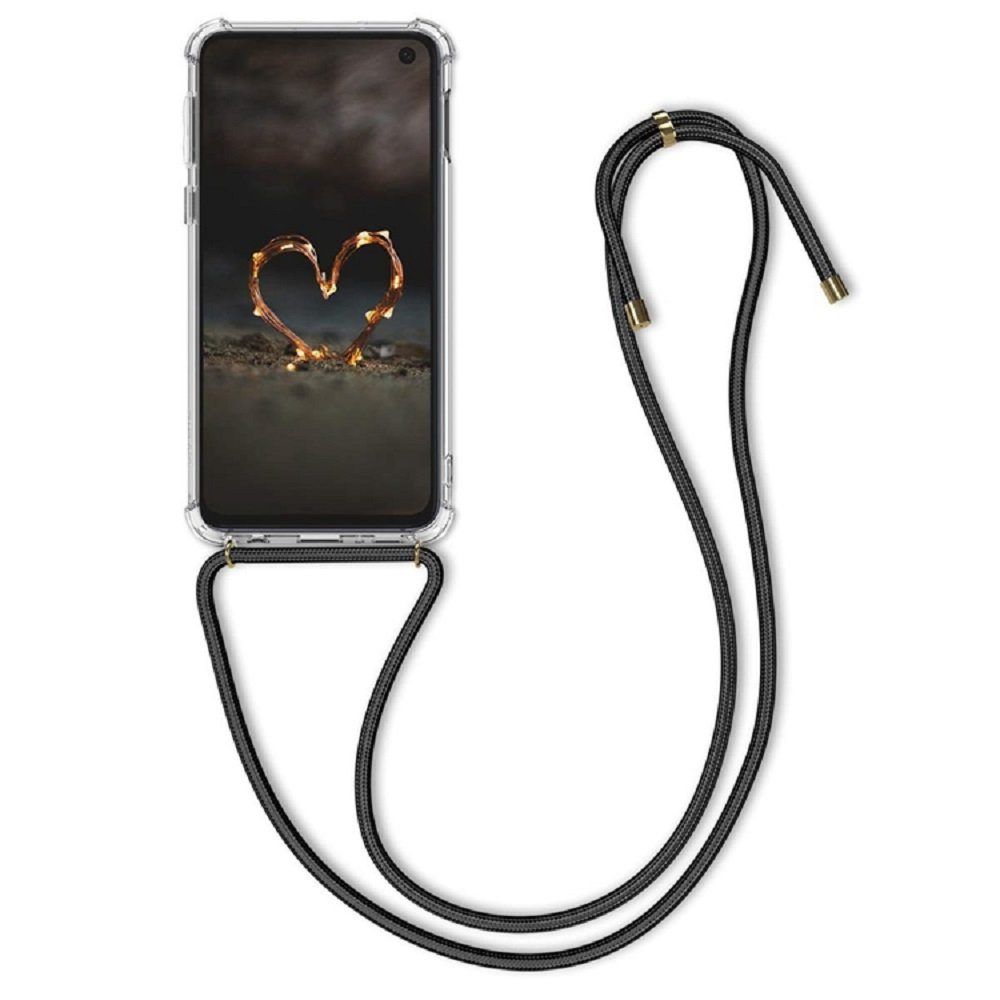SAMCASE Handykette Hülle für Xiaomi Redmi 9C Necklace Hülle mit Kordel Transparent Silikon Handyhülle mit Kordel zum Umhängen Schutzhülle mit Band in Schwarz
