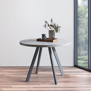 Jiexi Couchtisch Grauer moderner runder Esstisch – Durchmesser 90 cm – Küchentisch