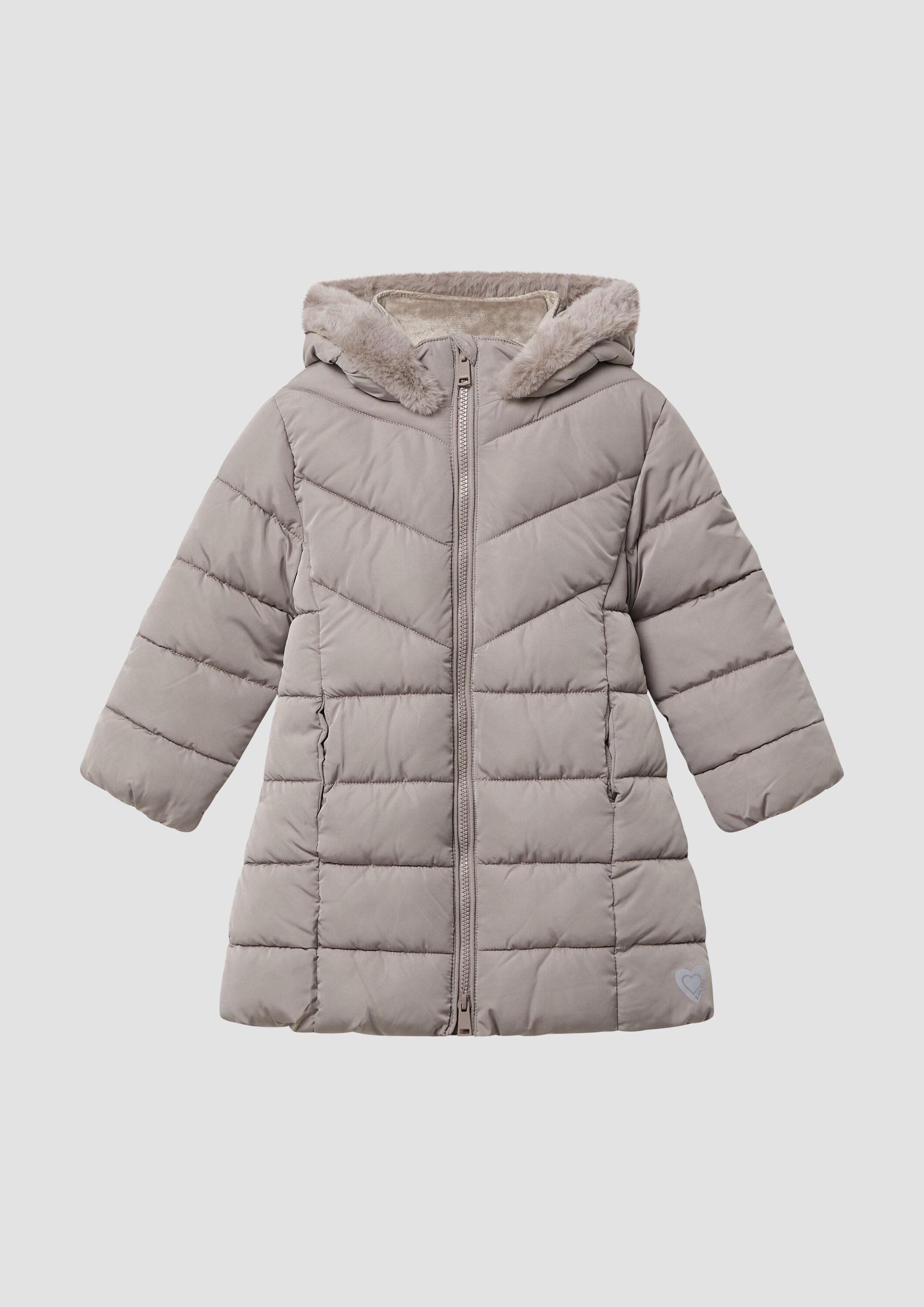 s.Oliver Wintermantel Outdoor-Mantel Wärmender Steppmantel mit Teddyplüsch-Futter