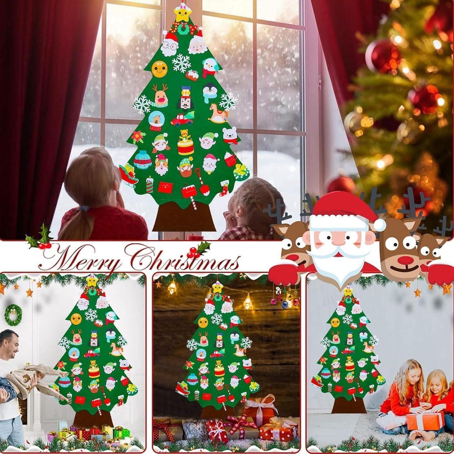 LuxusKollektion Künstlicher Weihnachtsbaum Weihnachtsbaum Filz Kinder 2.8ft 34Pcs Klett DIY Wand Tür Type A