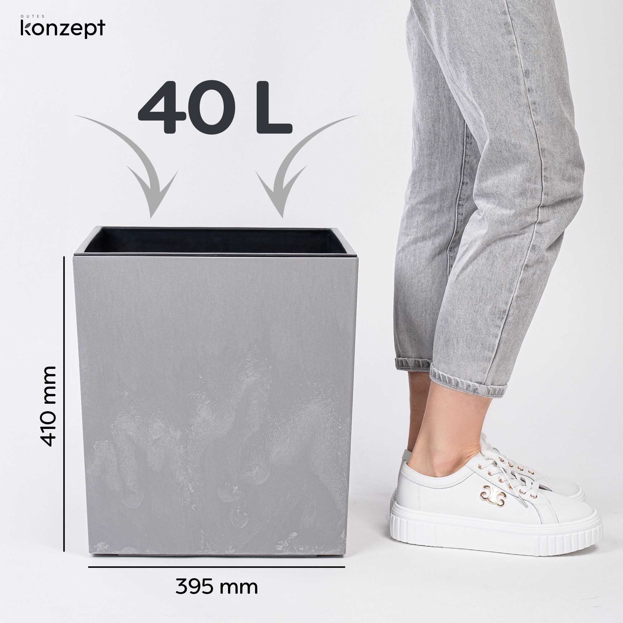KONZEPT Pflanzkübel Blumenkübel mit Einsatz, XL 40x40x40 cm – UV-beständig günstig online kaufen