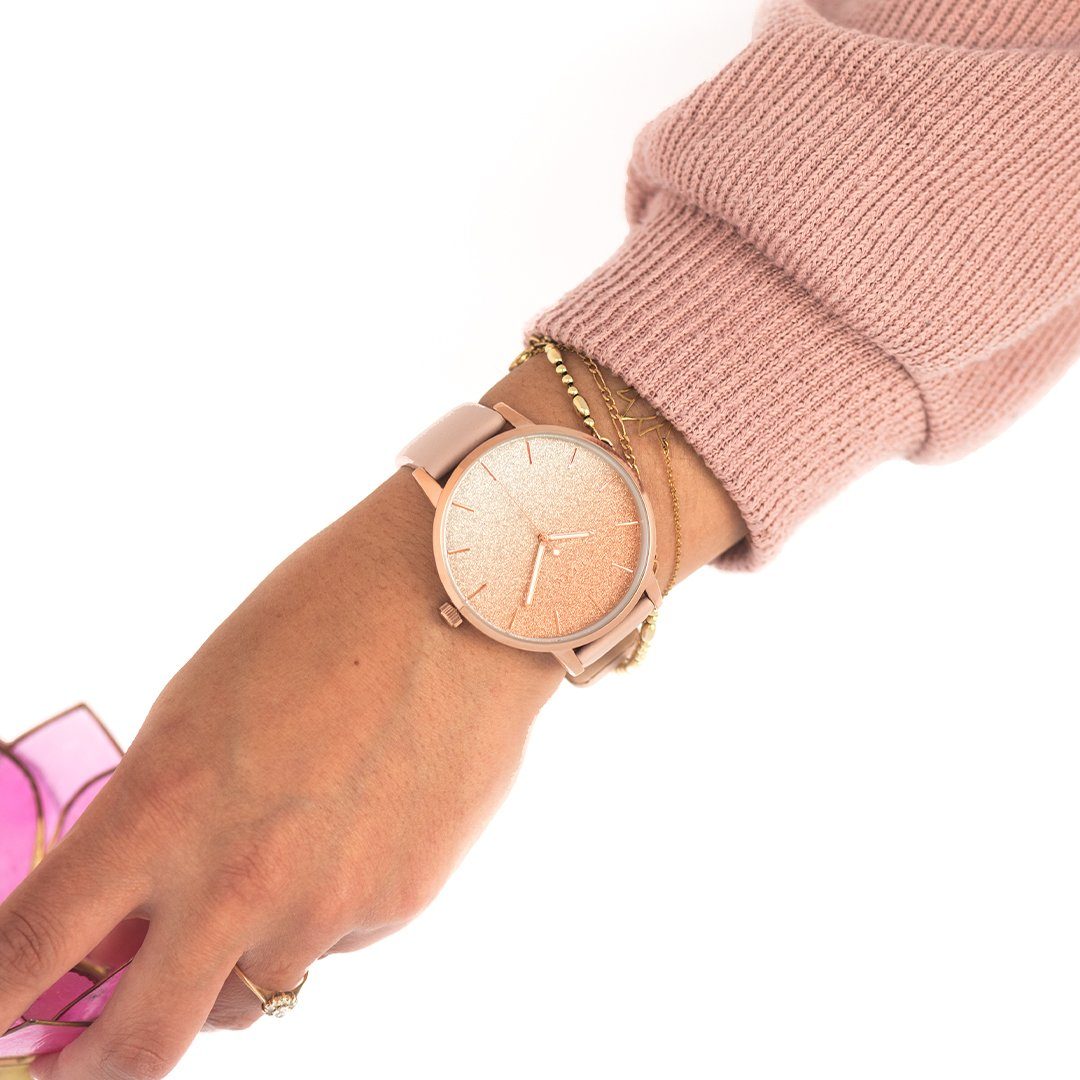 OOZOO Quarzuhr Damenuhr C10831 Rosé Glitzer-ZB günstig online kaufen