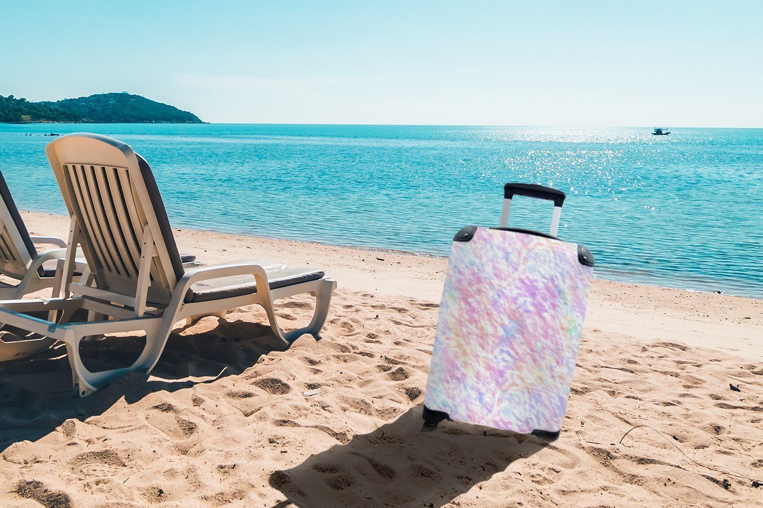 4 mit Krawattenfärbung, Handgepäckkoffer Ferien, MuchoWow Reisekoffer Trolley, Rollen, Handgepäck rollen, - Farbe - Reisetasche Muster - für Regenbogen