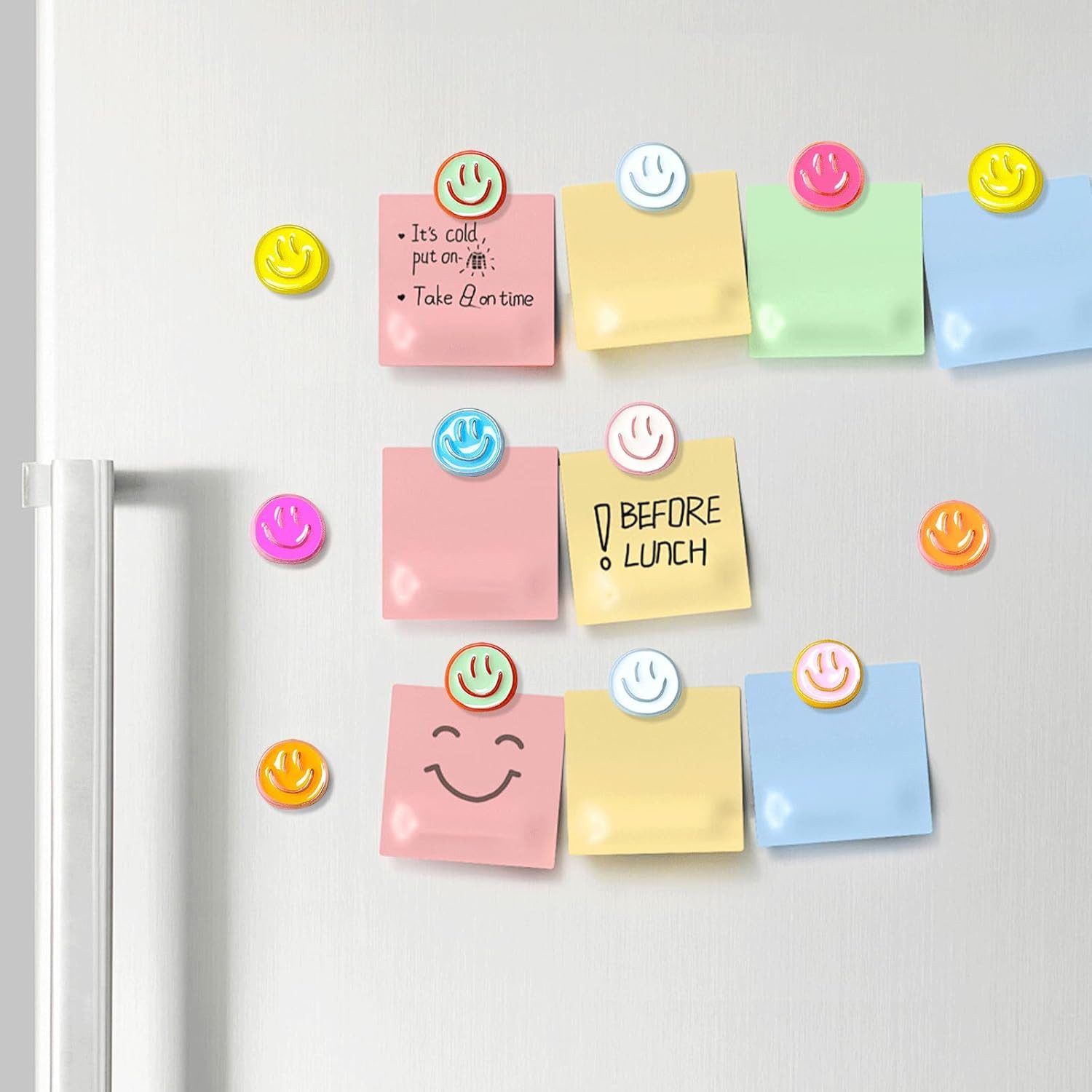 FOUORTUNATE-BEE Magnethalter 16er Set Emaille-Kühlschrankmagnete mit bunten Emojis (16-St), Bunte magnetische Kühlschrank-Deko im 16er Set