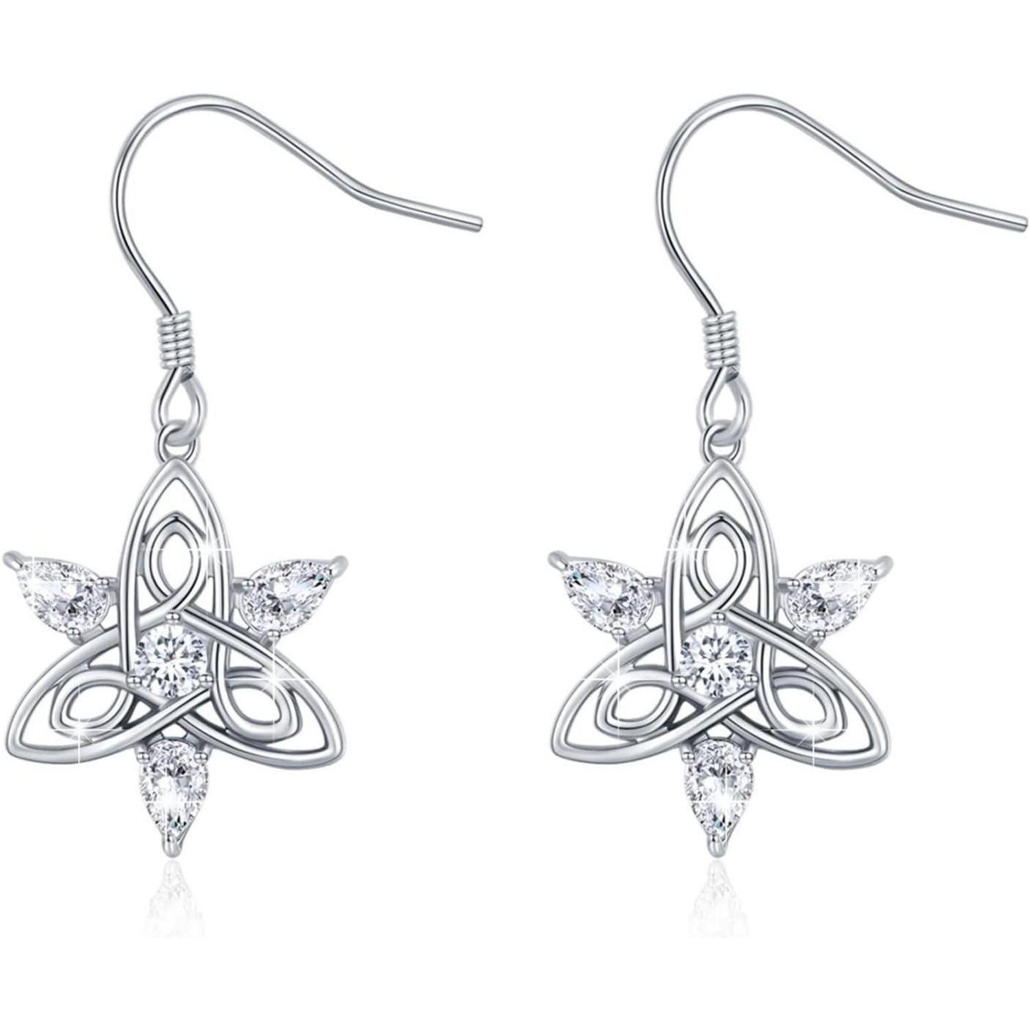 Paar Ohrhänger 925 Sterling Silber Damen Mond Ohrringe Hypoallergene Stern Baumel