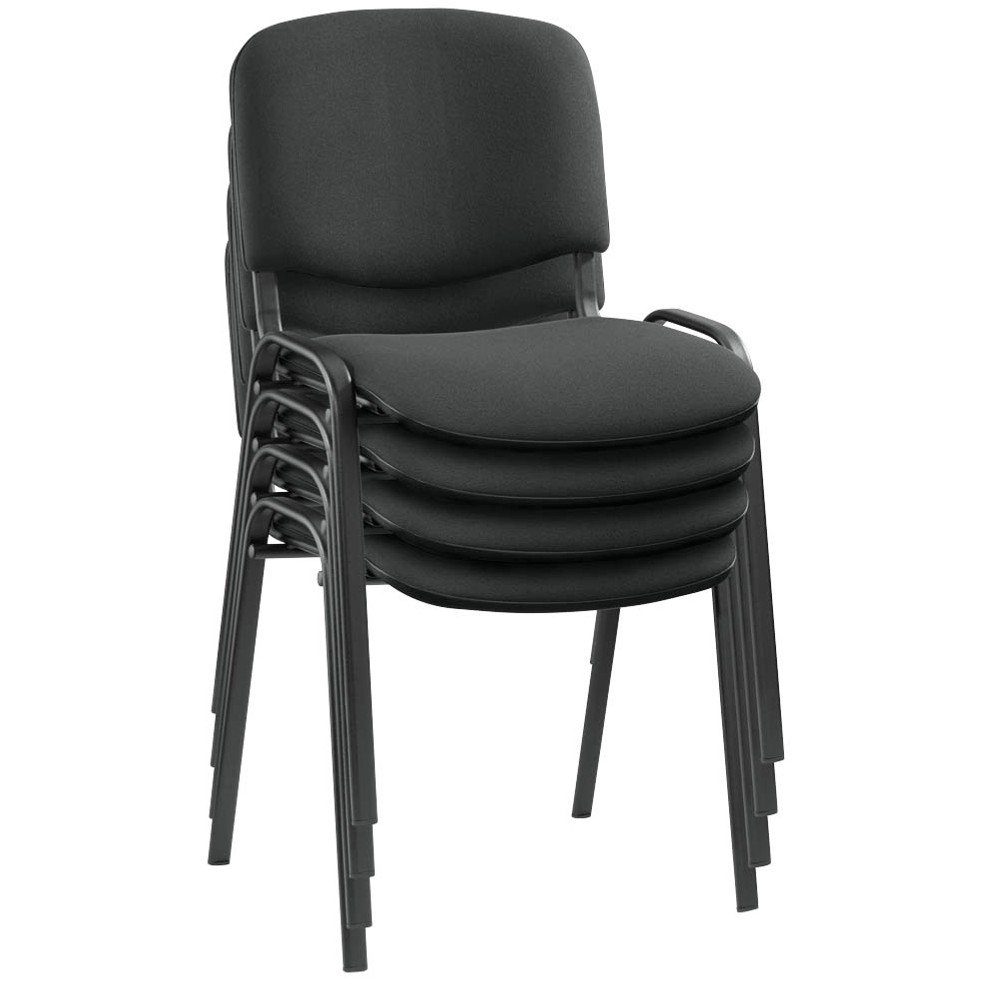 Besucherstuhl 4 Besucherstühle ISO BLACK stapelbar schwarz/schwarz