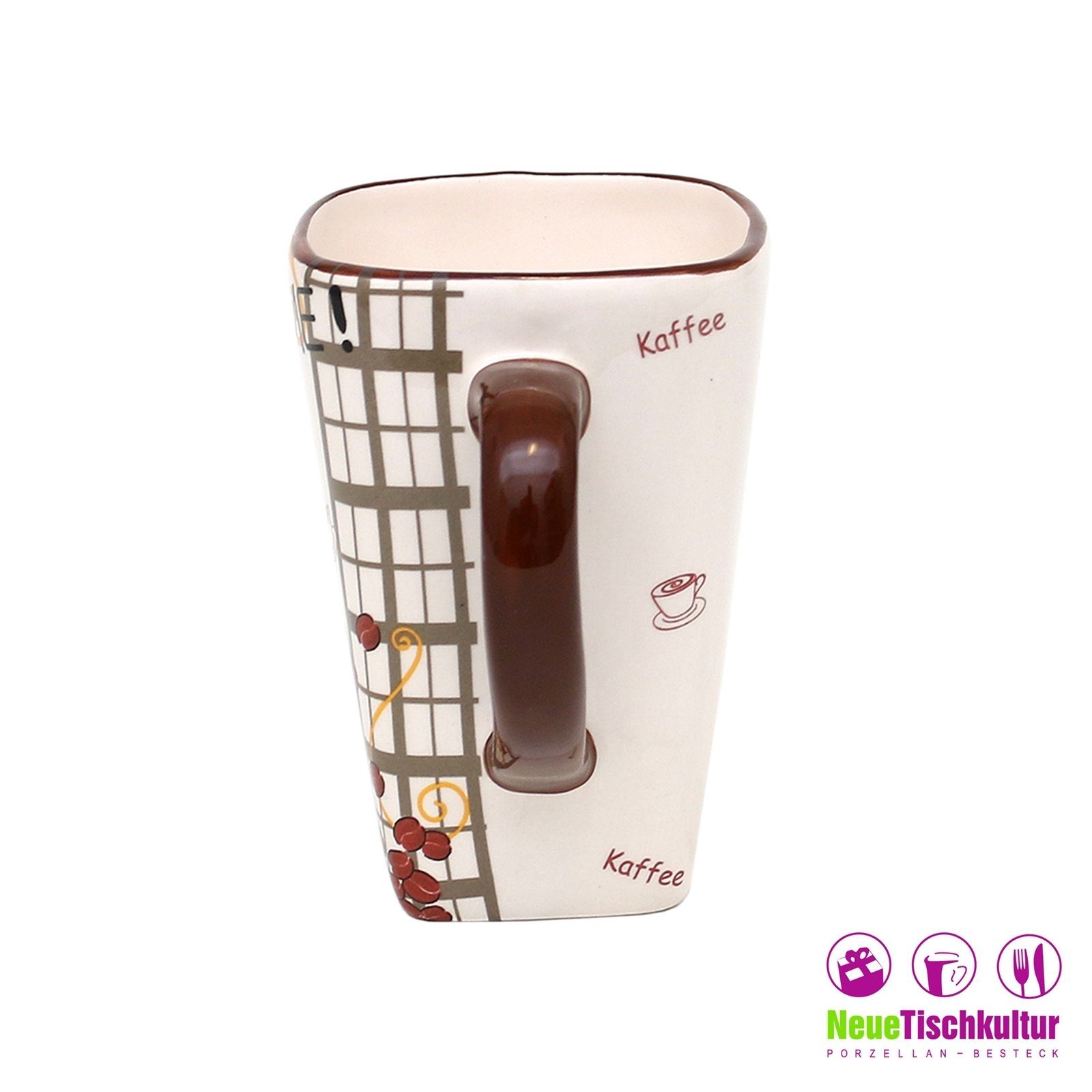 eckig Kaffeepot Neuetischkultur Kaffeebecher Kaffeetasse Coffeetime Tasse 4er-Set, Keramik,