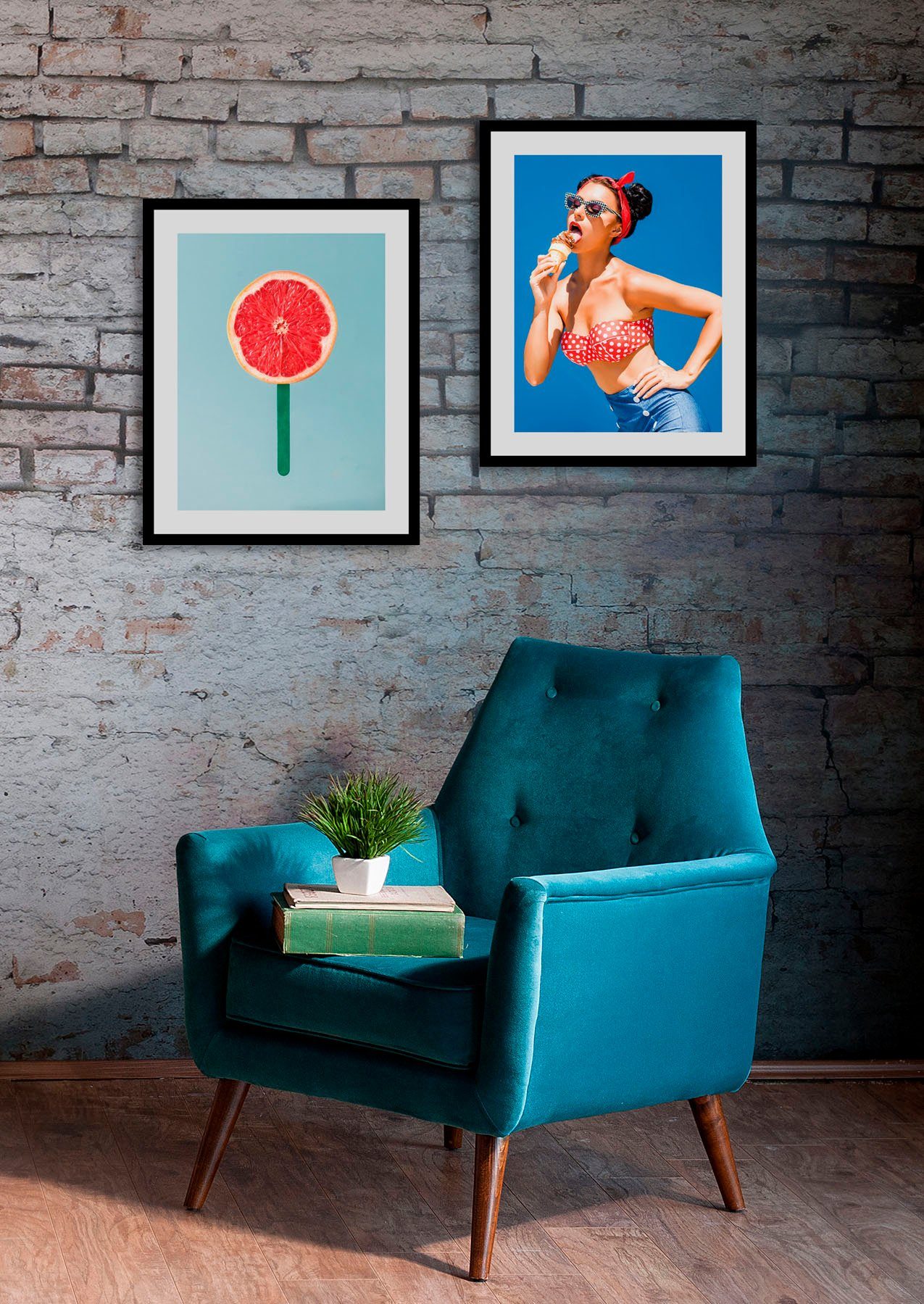 queence Bild Citruspop, Obst, Obst Bilder, Süßigkeiten (1 St), HD Premium Poster-Druck inkl. Holzrahmen