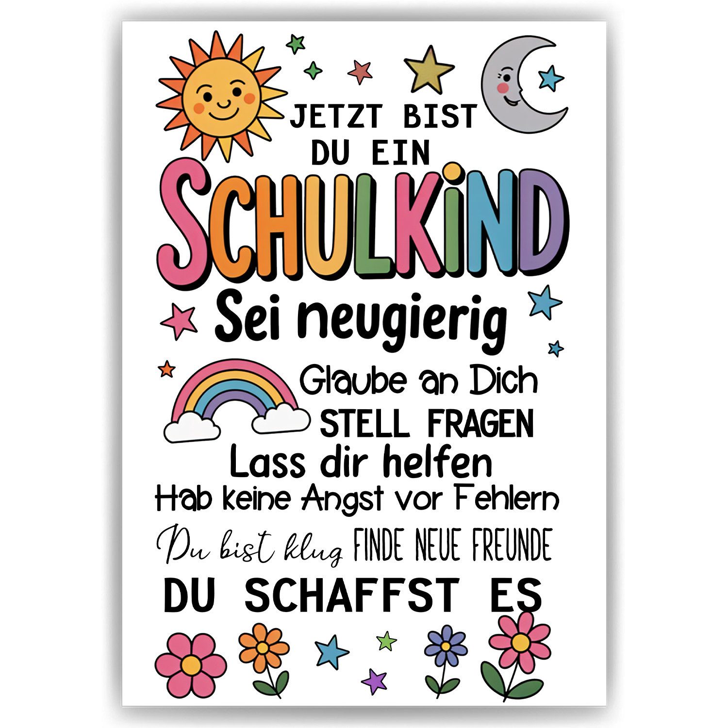 Tigerlino Poster Glückwunschkarte Schulkind Karte Einschulung Schulanfang 1. Klasse