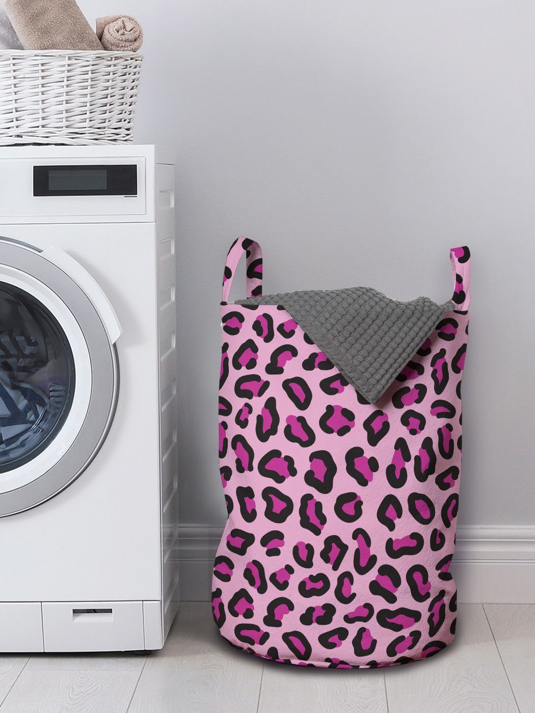Abakuhaus Wäschesäckchen Wäschekorb mit Griffen für Tierhaut Waschsalons, Jaguar Muster Kordelzugverschluss