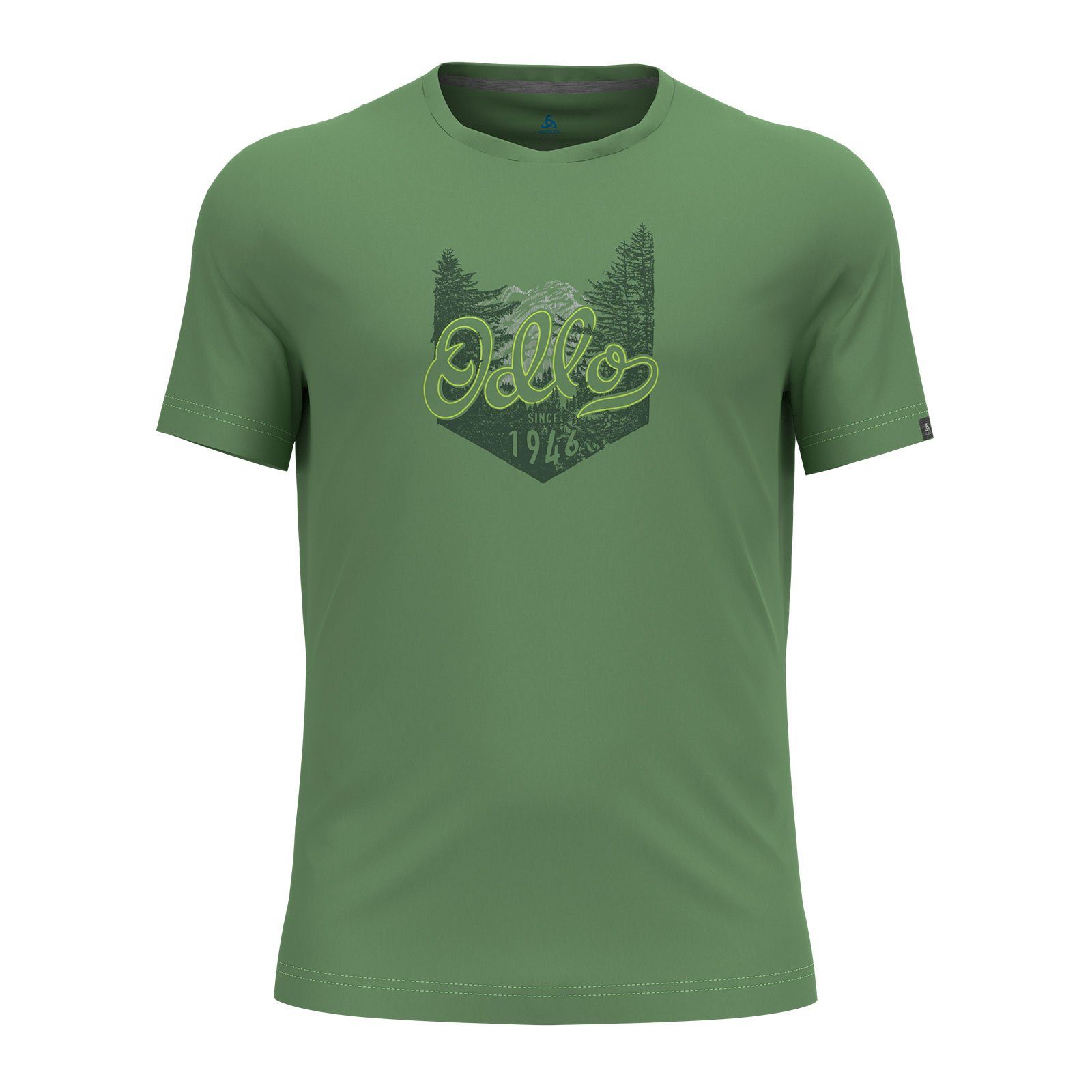 T-Shirt frost Logo-Print T-Shirt mit Odlo mit loden 551362-40414 Nikko Waldlandschaftsprint
