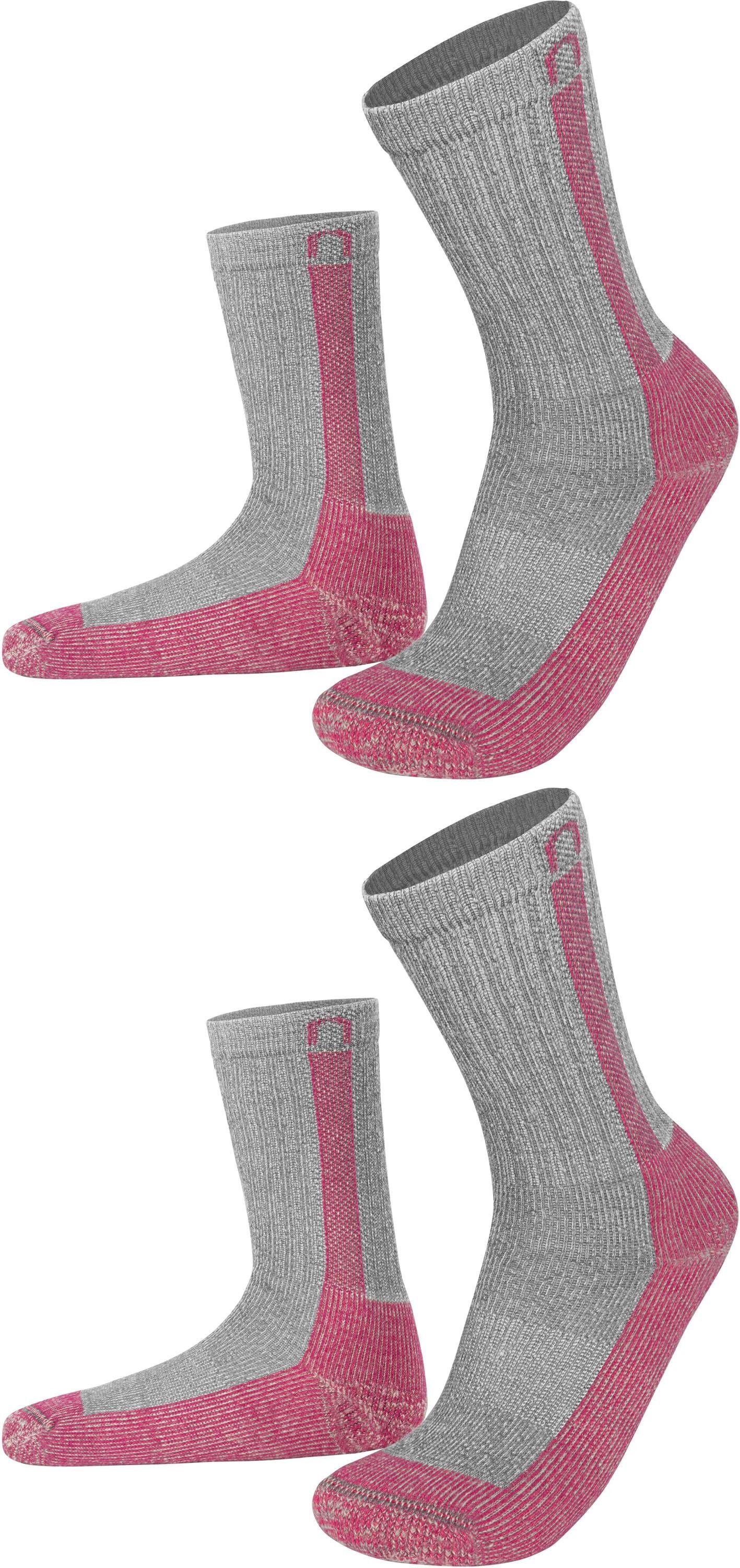 normani Wandersocken 2 Paar Merino Wander- und Arbeitssocken Nowra (Set, 2 Paar) hochwertige Merinowolle Grau/Pink