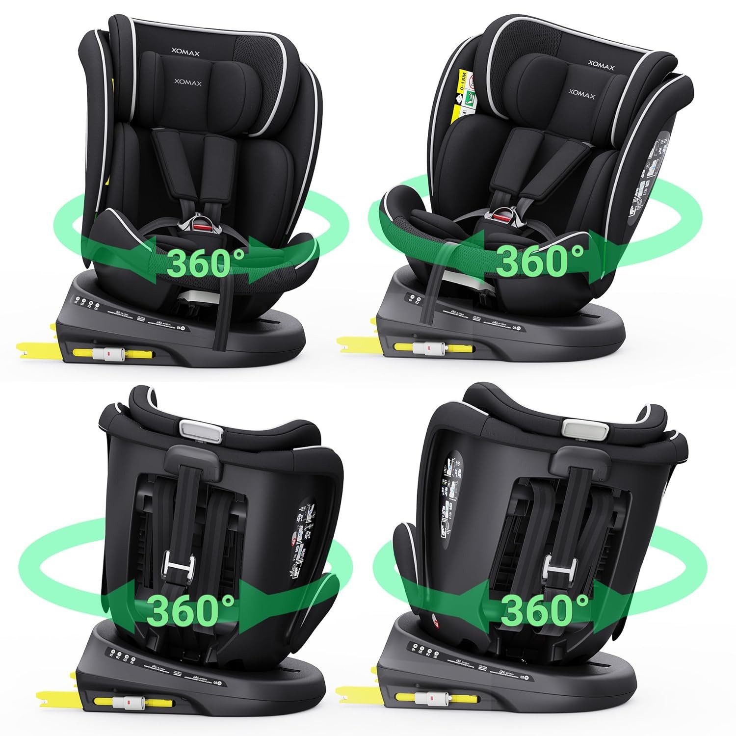 XOMAX Autokindersitz Liana, bis: 12, (Liana), Kindersitz drehbar 360°, 0-12 Jahre, Haltegurt-Alarmfunktion, i-Size