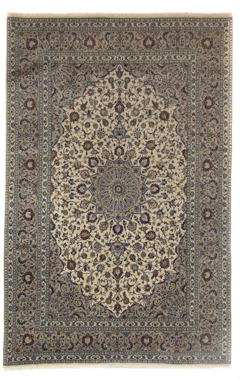 Wollteppich Keshan Medaillon Beige chiaro 346 x 246 cm, morgenland, rechteckig, Höhe: 10 mm, Unikat mit Zertifikat