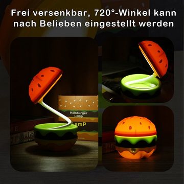 Welikera LED Schreibtischlampe Hamburger Tischlampe klappbar, Nachtlicht mit Aufbewahrungsbox