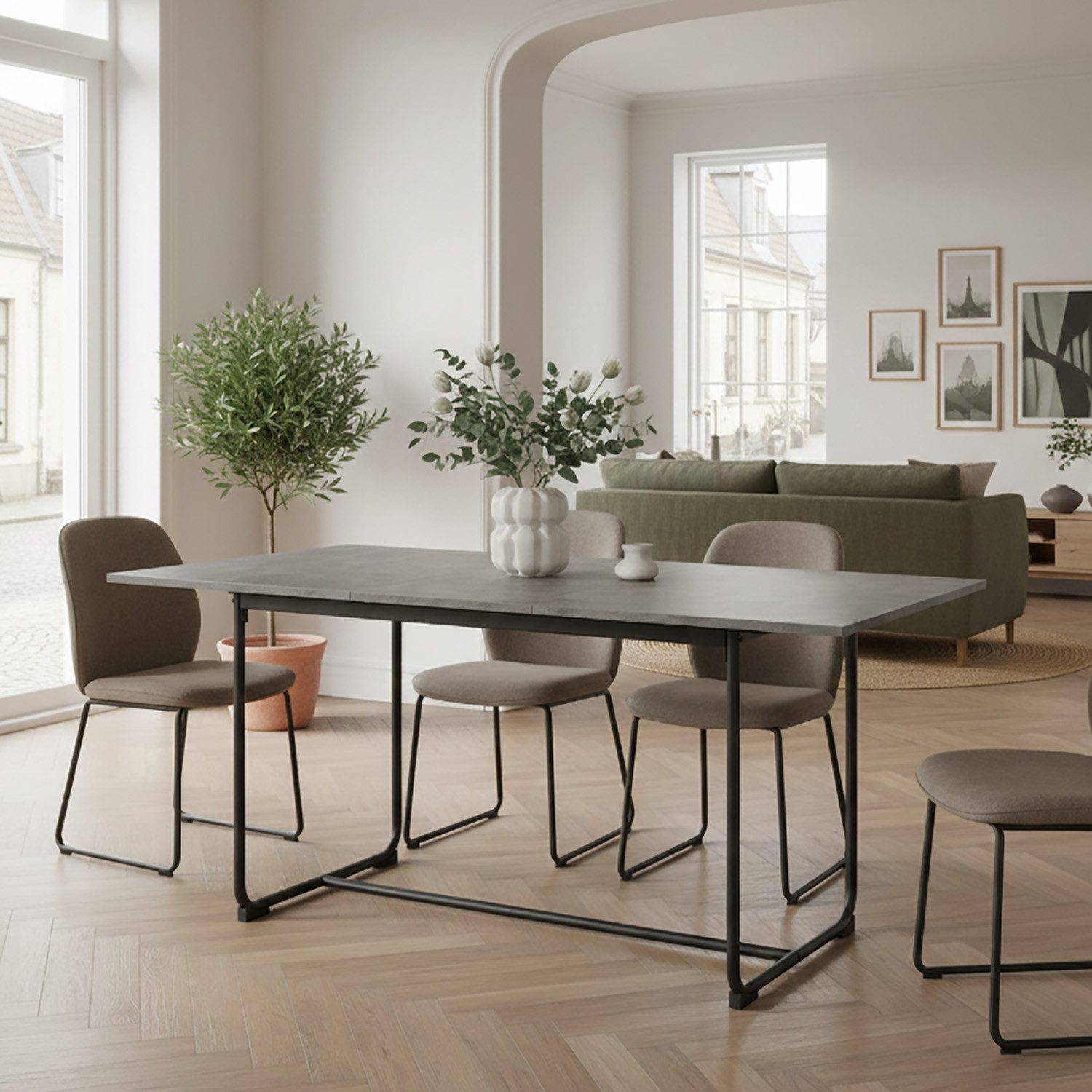B&D home Esstisch LIO, Metallgestell schwarz oder weiß, ausziehbar, 4-6 Personen