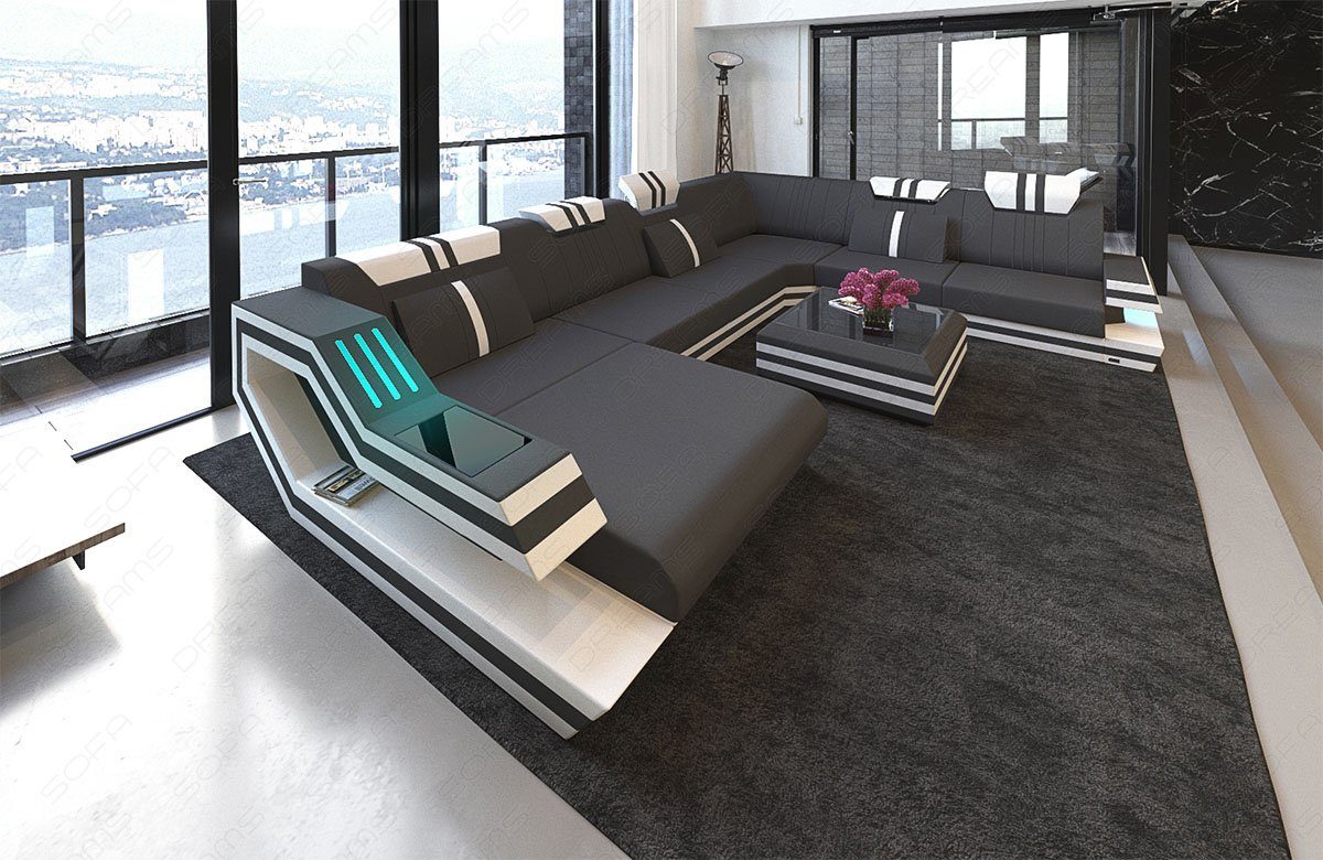 Wohnlandschaft Stoff Polster Sofa Ravenna XXL M Mikrofaser Stoffsofa