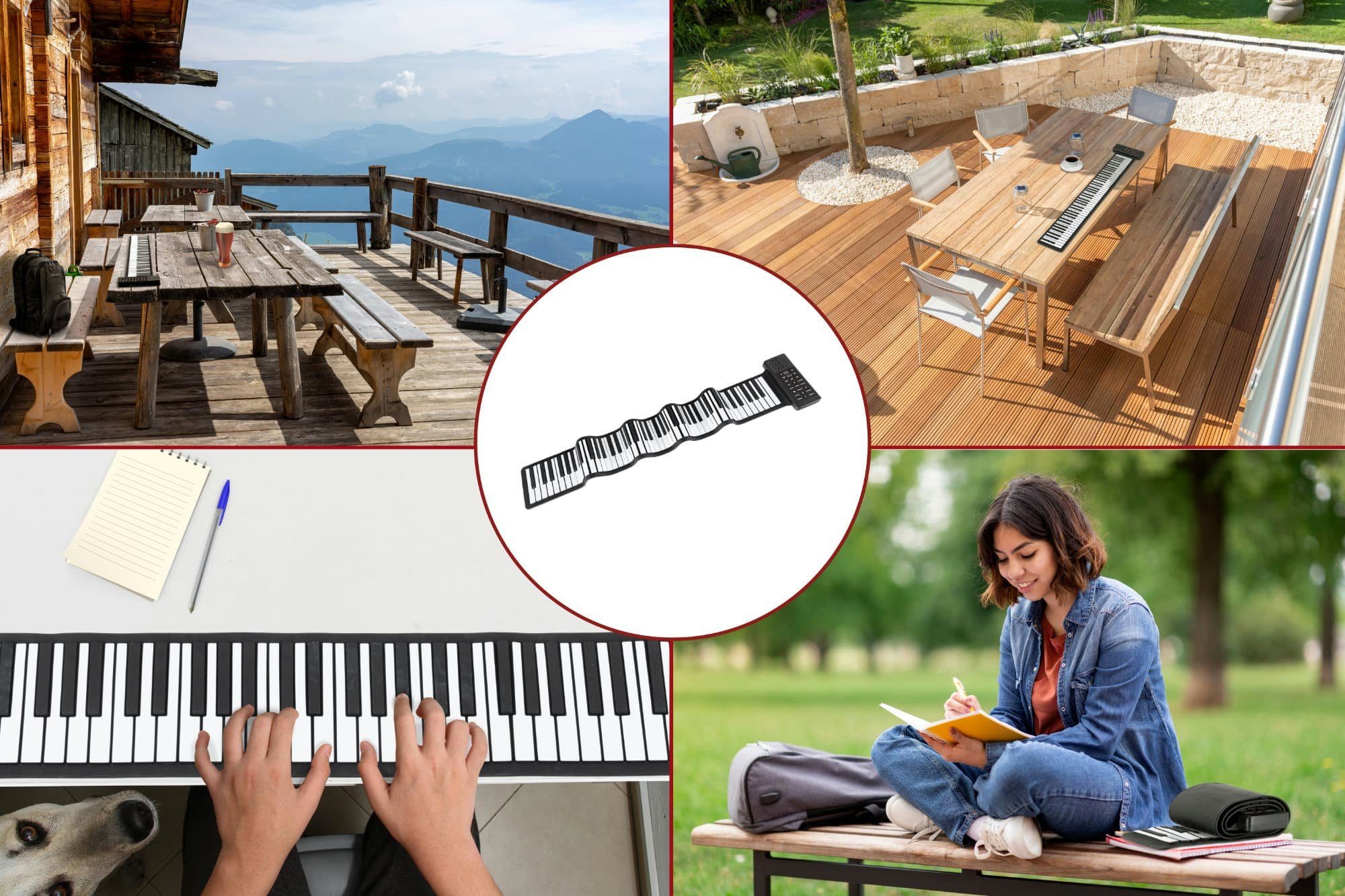McGrey Spielzeug-Musikinstrument Rollpiano mit 88 Tasten - Zusammenrollbar mit Li-Ionen Akku, (3 tlg., Inkl. Ladekabel, Pedal und Bedienungsanleitung), 128 Klan – Bild 3 von 5