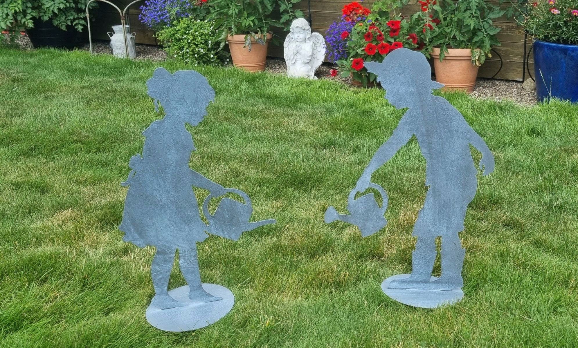 Ambiente Haus Gartenfigur Mädchen / Junge Set aus Metall 45cm, (1 St)