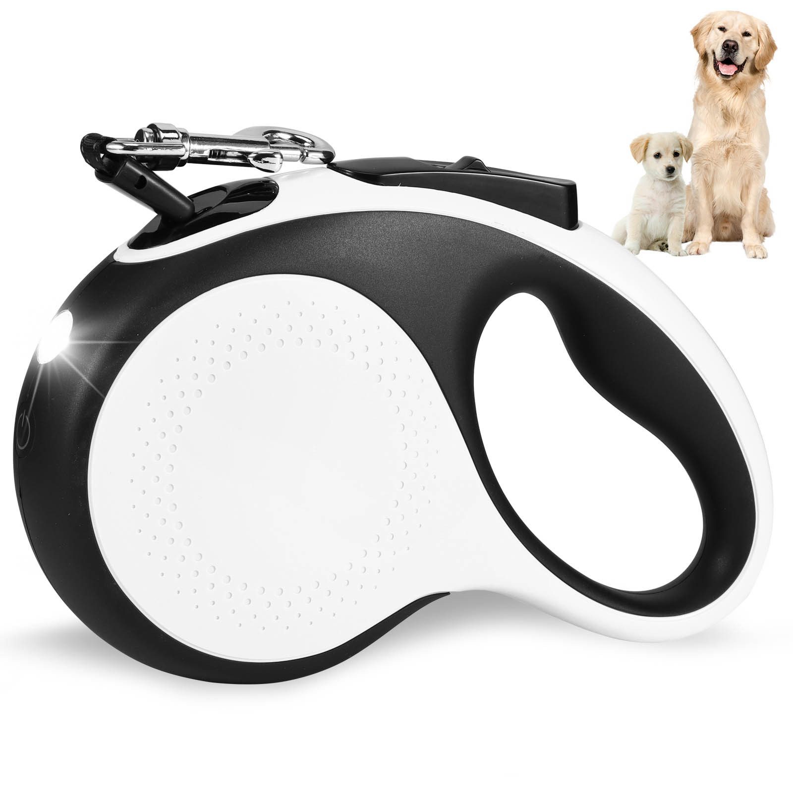 BlingBin Hundeleinen-Führungsstange 5m Hundeleine, Ausziehbares Hundeseil mit Licht, Rollleine, (1er Set, 1-tlg., 1tlg, Ausziehbare Leine für Kleine, Mittelgroße und Große Hunde Bis 30 kg)