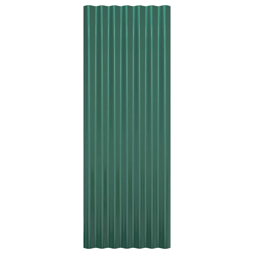 vidaXL Deckenplatten Dachpaneele 12 Stk. Verzinkter Stahl Grün 100x36 cm, (12-tlg)