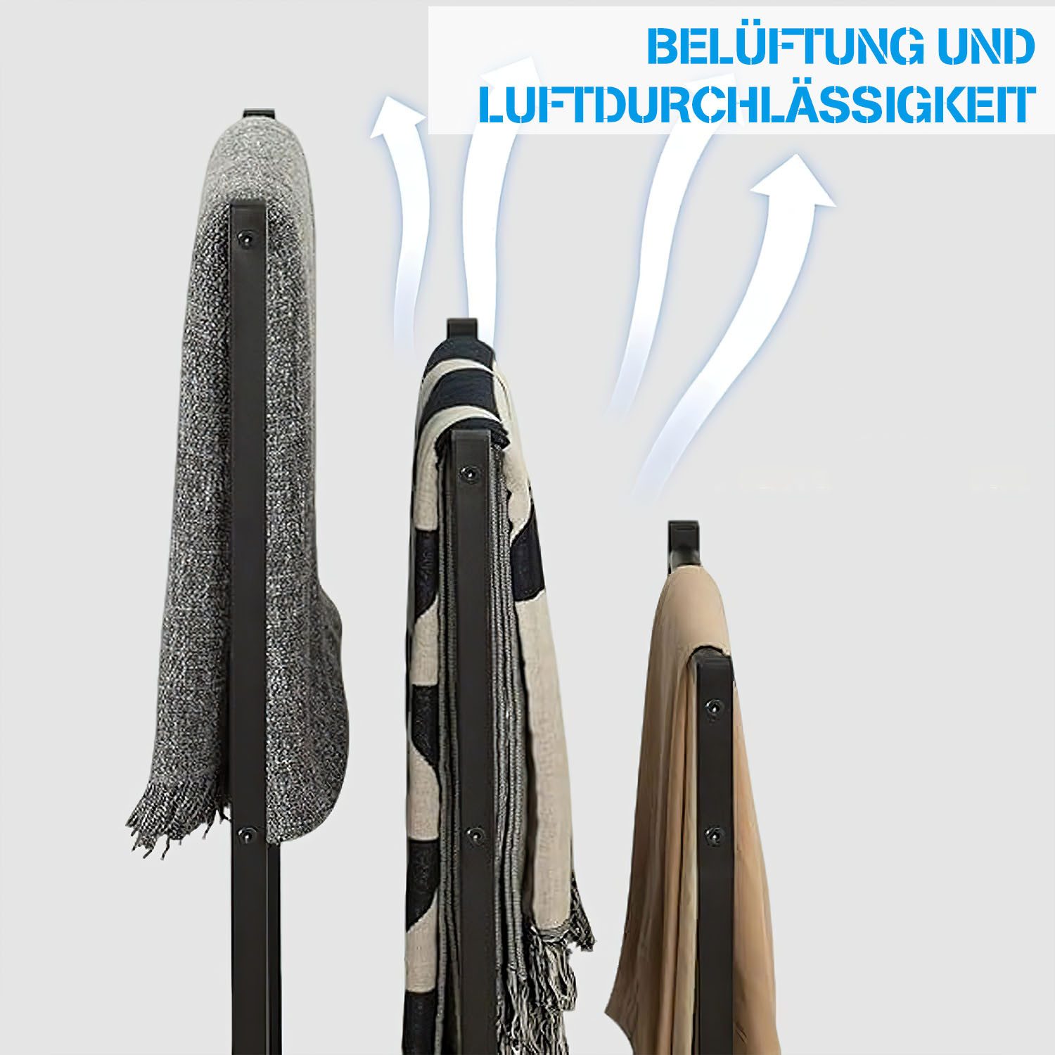 HEYHIPPO Handtuchständer Schwarzer mehrschichtiger Handtuchhalter den Boden,Badezimmerstange, Vertikaler dreilagiger Handtuchhalter, stanzfreier Metallhalter