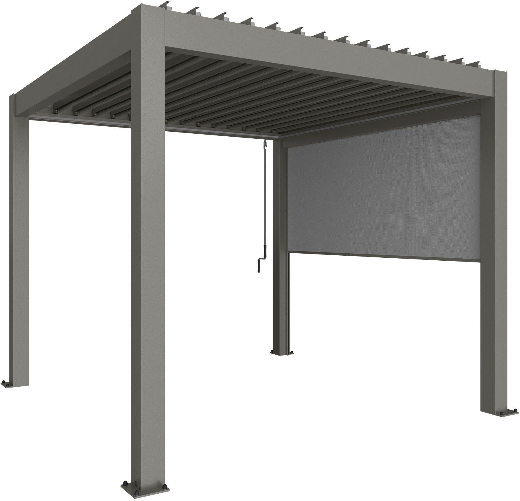 Rollo, Sonnenschutz für 4m-Seite von biohort Pergola, Biohort, Lichtschutz, verschraubt, Sonnen- und Blendschutz mit ZIP-Funktion, stufenlos verstellbar