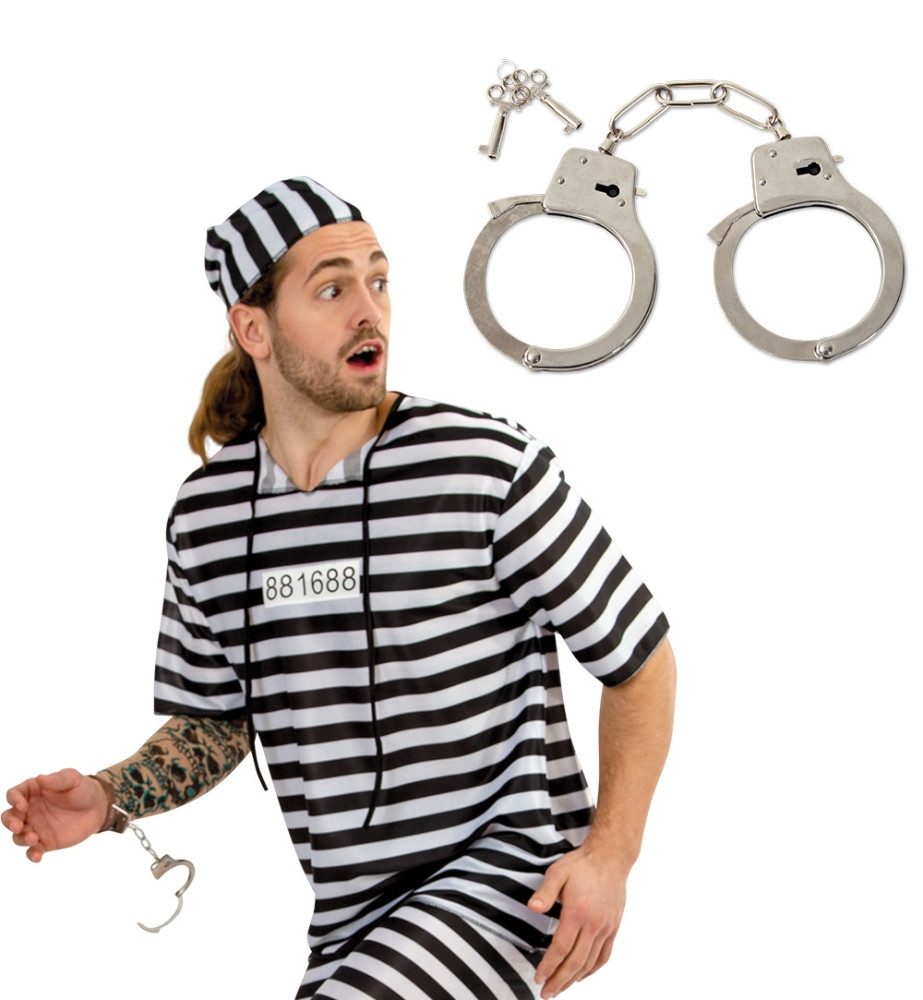 Fries Polizei-Kostüm Metall Handschellen mit 2 Schlüssel Polizei Halloween Karneval Party