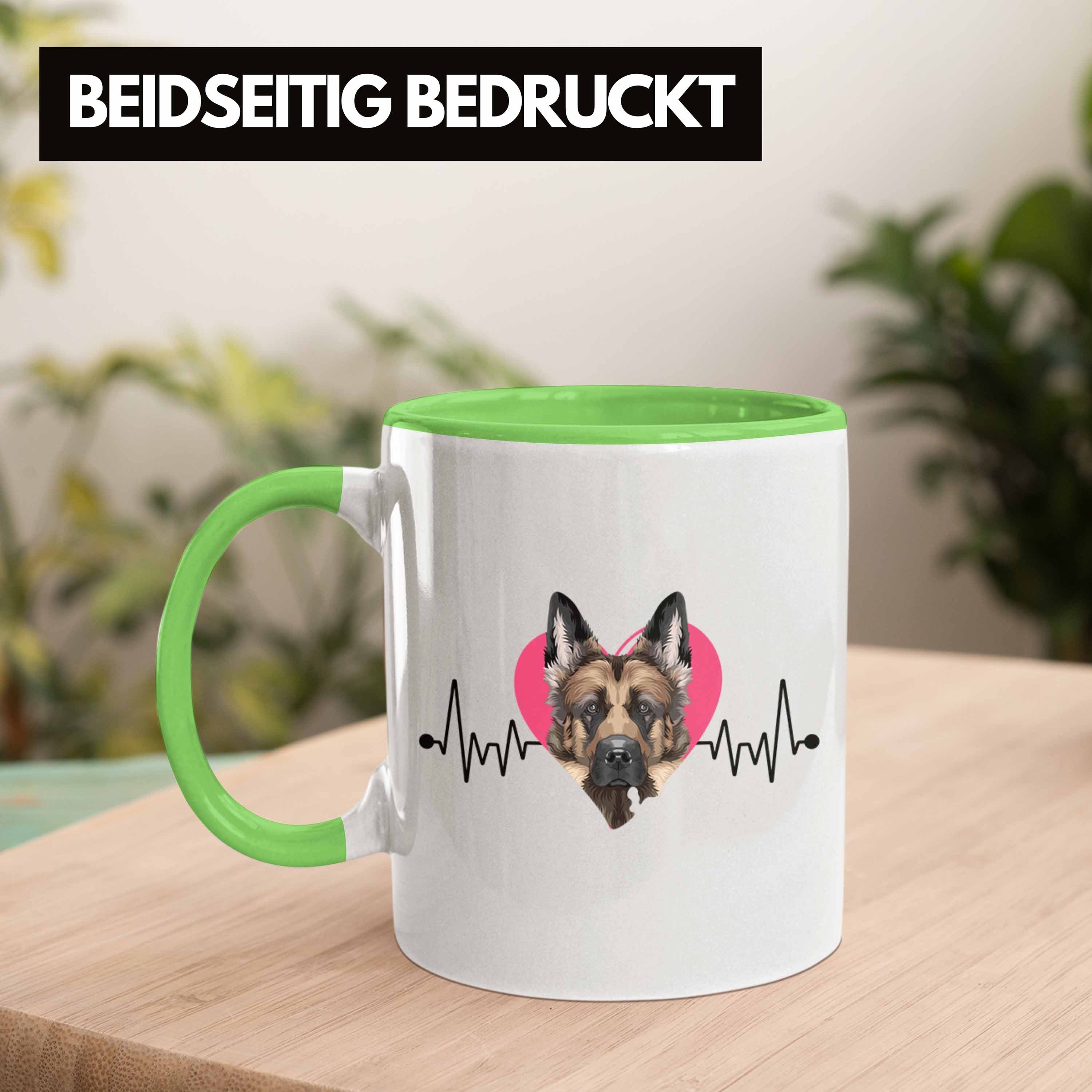 Spruch Tasse Geschenkidee Besitzer Schäferhund Lustiger Geschenk Tasse Grün Trendation Herzs